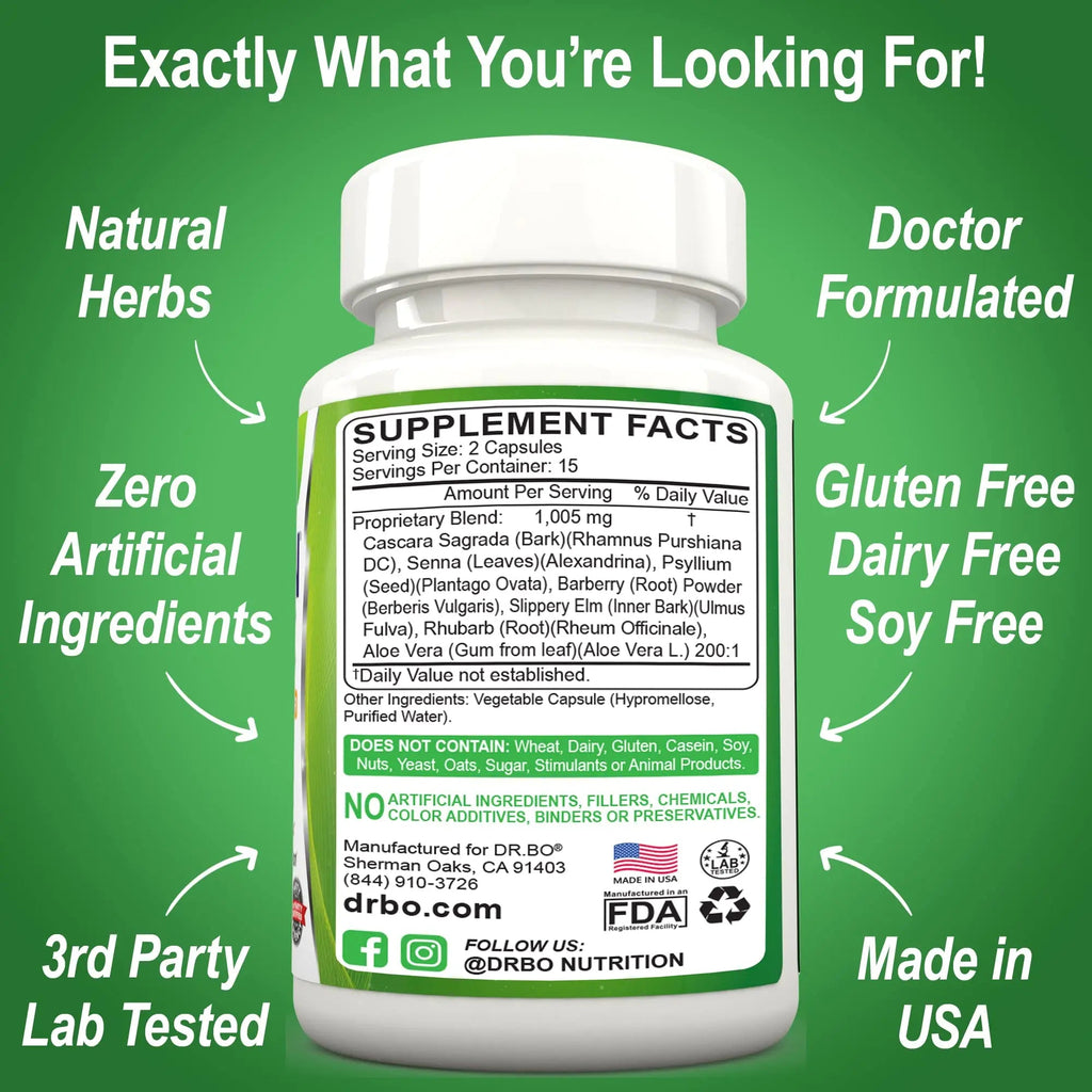 Colon Cleanse Detox Formula - Natural Bowel Cleanser Pills for Intestinal Bloating & Fast Digestive DR. BO Au supplements