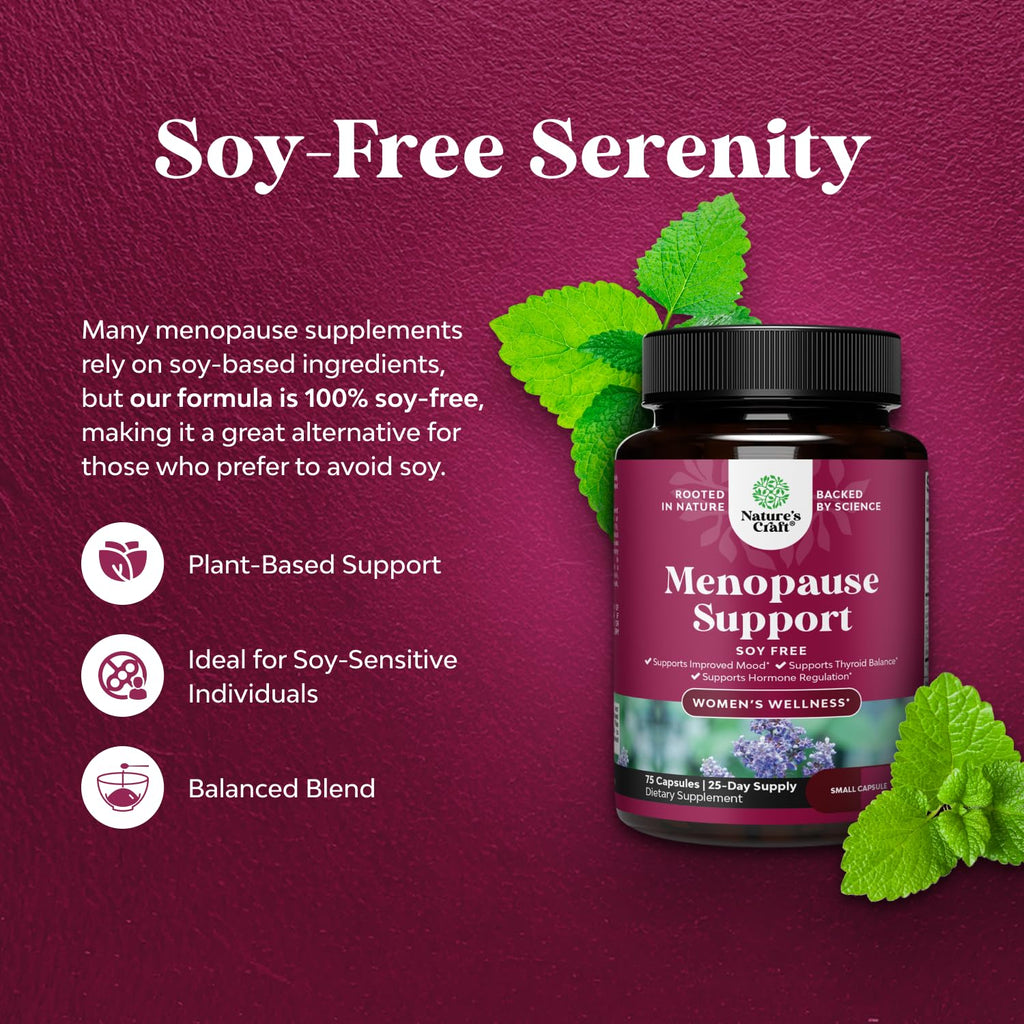 Complete Herbal Menopause Supplement for Women - Soy Free Female Hormone Balance Capsules for Night Sweats Hot Flashes & Mood Swings with Dong Quai, Chaste Berry & Black Cohosh Root - 75 Count Natures Craft Au supplements
