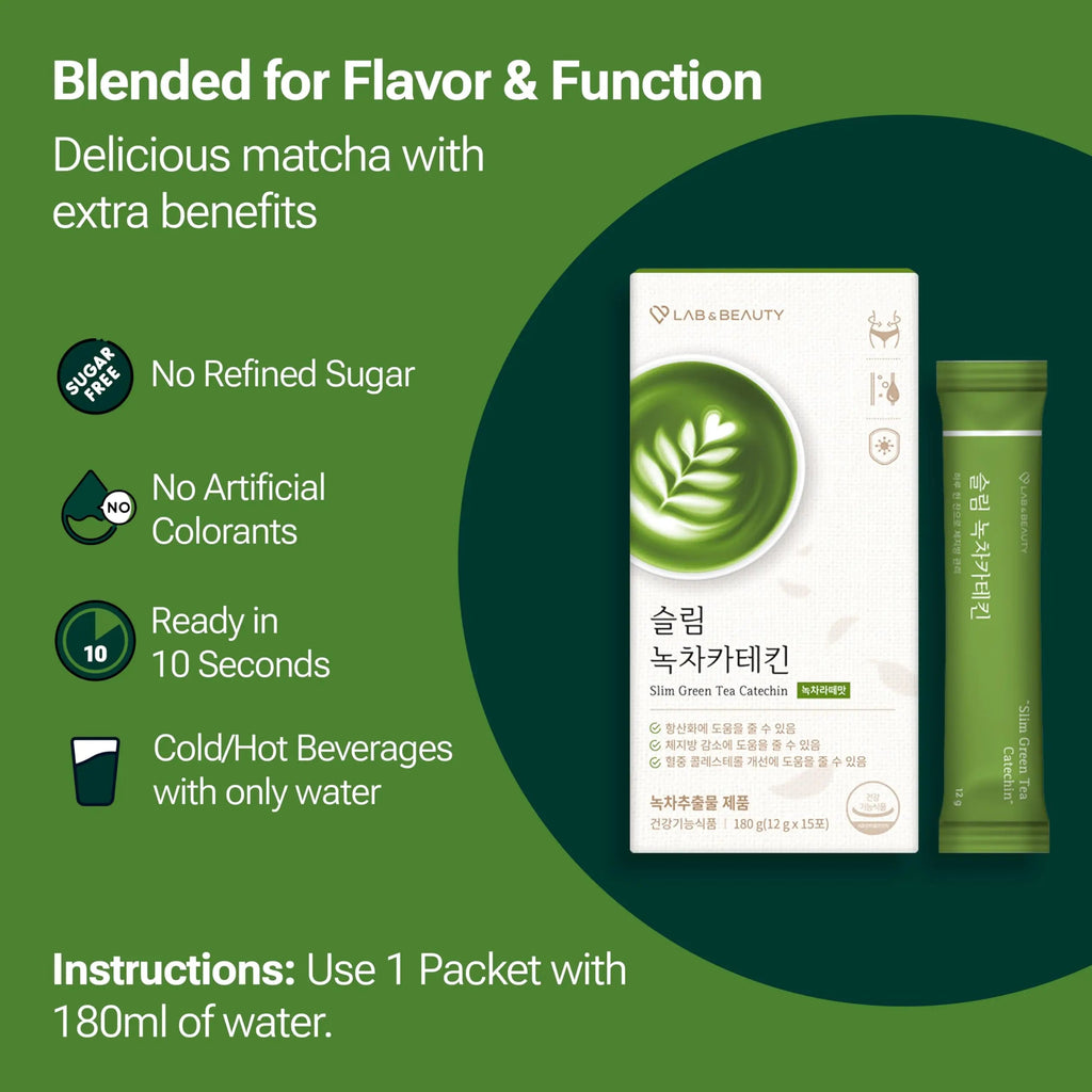 Slim Green Tea Catechin - Matcha Latte Flavor - 15 Pack - Supports Healthy Weight JAYU Au supplements