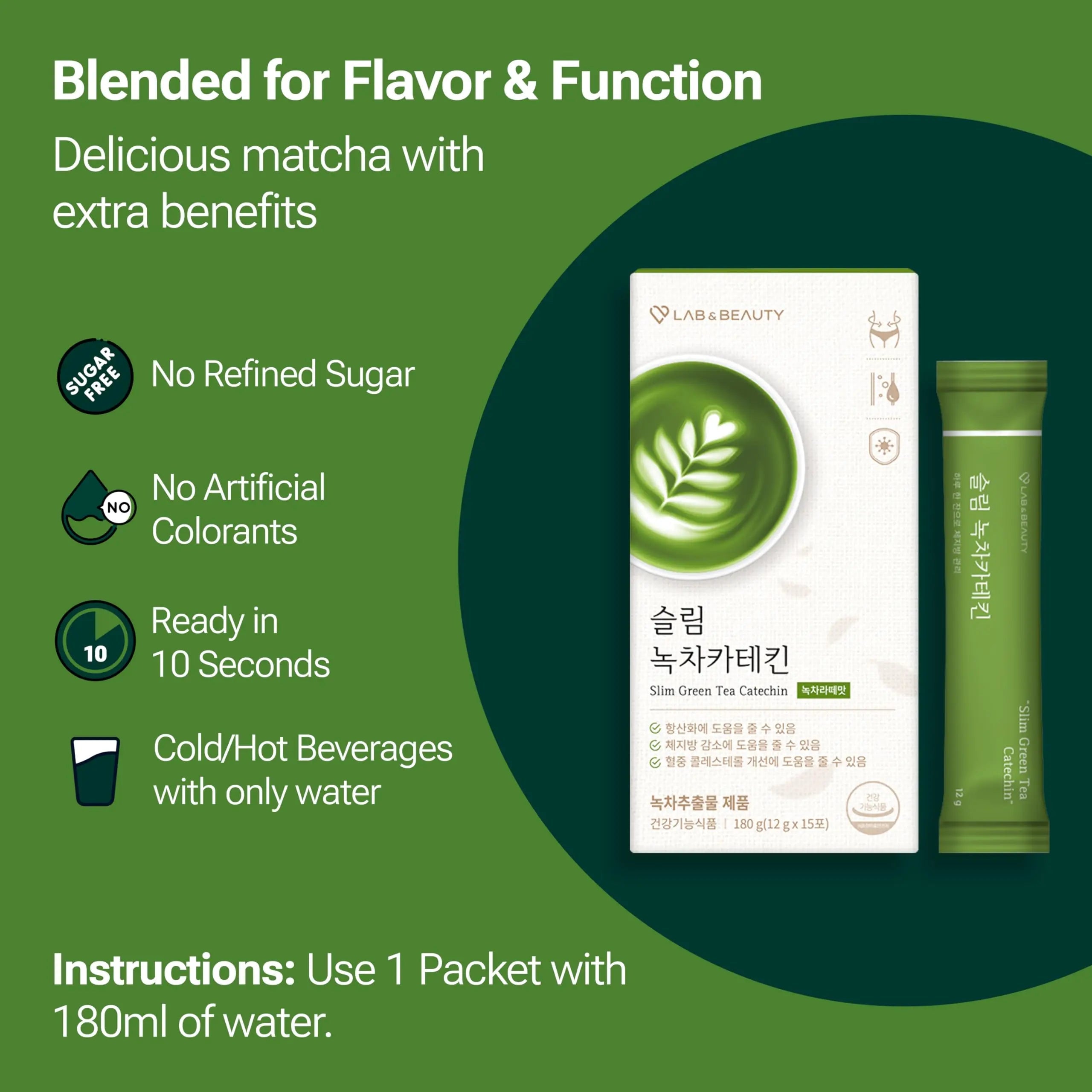 Slim Green Tea Catechin - Matcha Latte Flavor - 15 Pack - Supports Healthy Weight JAYU Au supplements