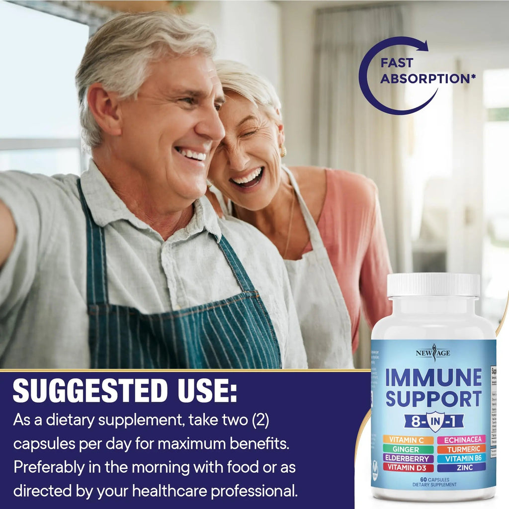 NEW AGE 8 in 1 Immune Support Booster Supplement with Echinacea, Vitamin C NEW AGE Au supplements