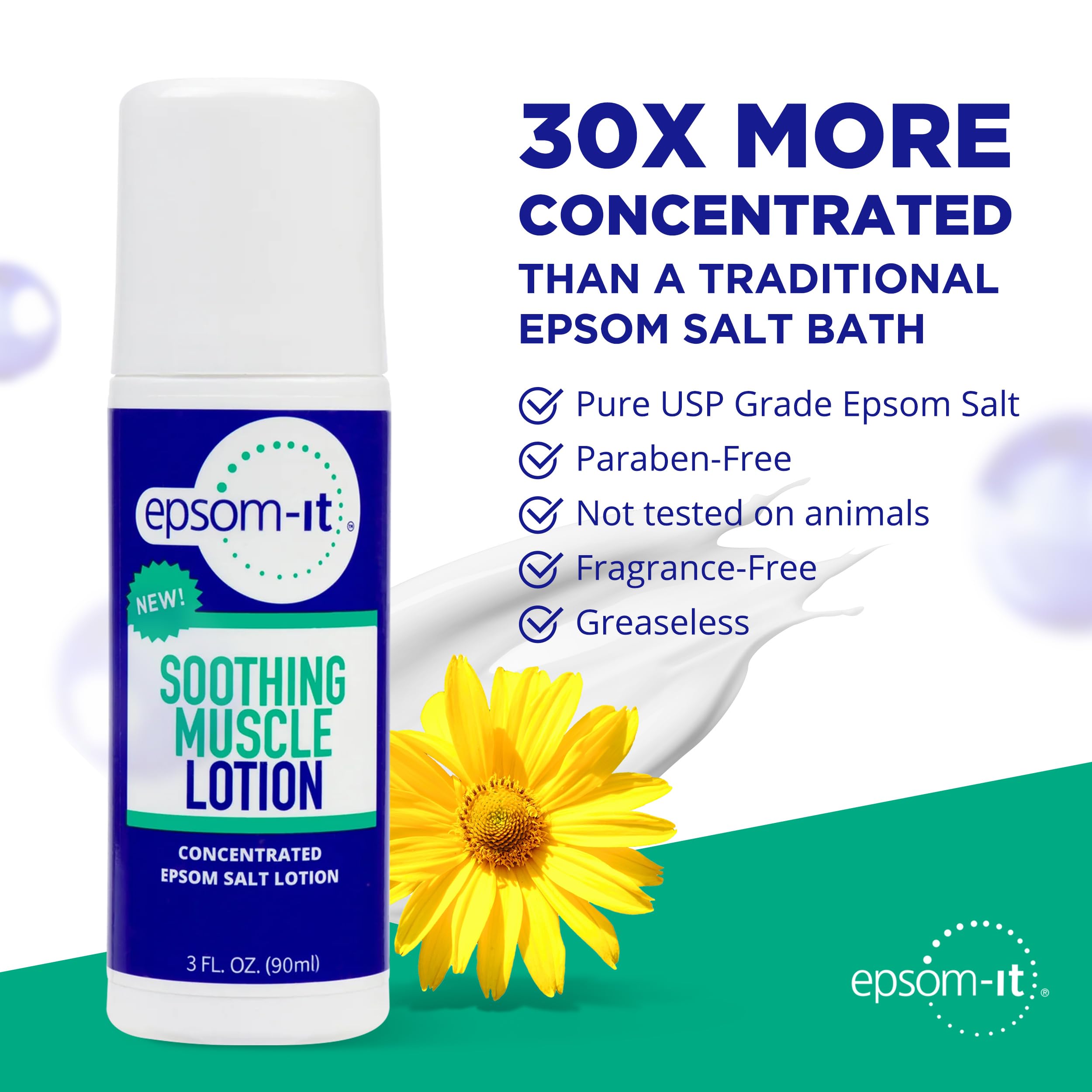 EPSOM-IT Soothing Muscle Lotion - Roll On Epsom Salt Lotion with Arnica for Muscle Stiffness, Leg, Knees and Feet Discomfort, Topical Magnesium Cream, 3oz, 2-Pack EPSOM-IT Au supplements