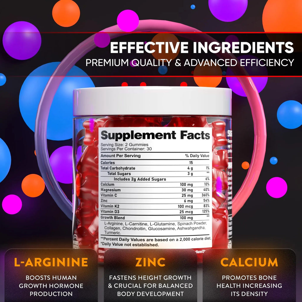 BIOTEQUELAB Height Growth Increase Gummies Vitamins, Grow Tall Supplement, Calcium, Magnesium, Zinc, Ashwagandha, BTQ BIOTEQUE LAB Au supplements