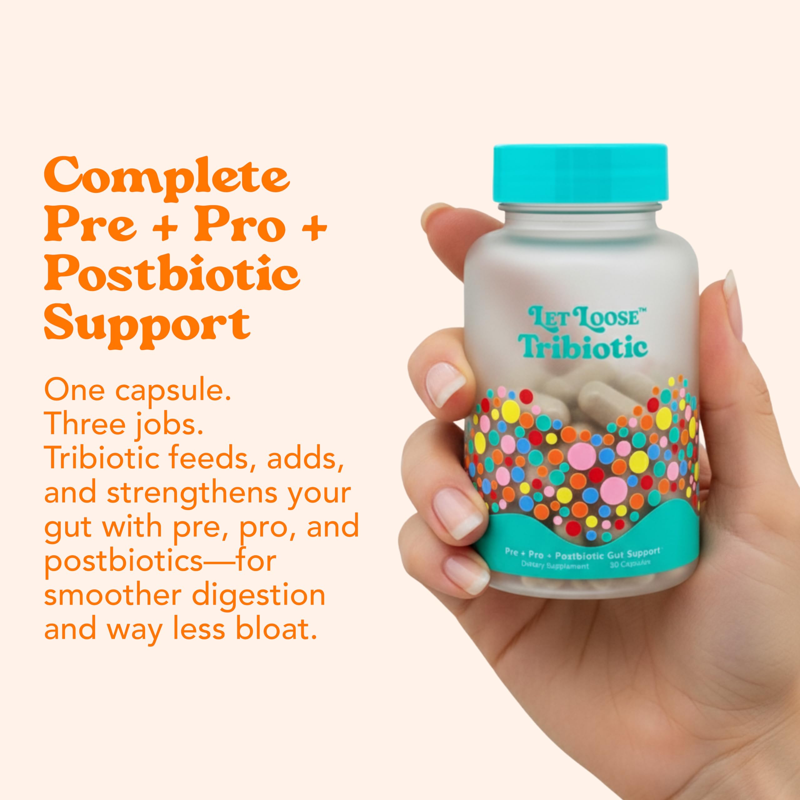 Let Loose Daily Tribiotic Pills - Probiotics, Prebiotics, and Postbiotics to Feed Your Microbiome and Support Smooth Daily Digestion, Gut Health,