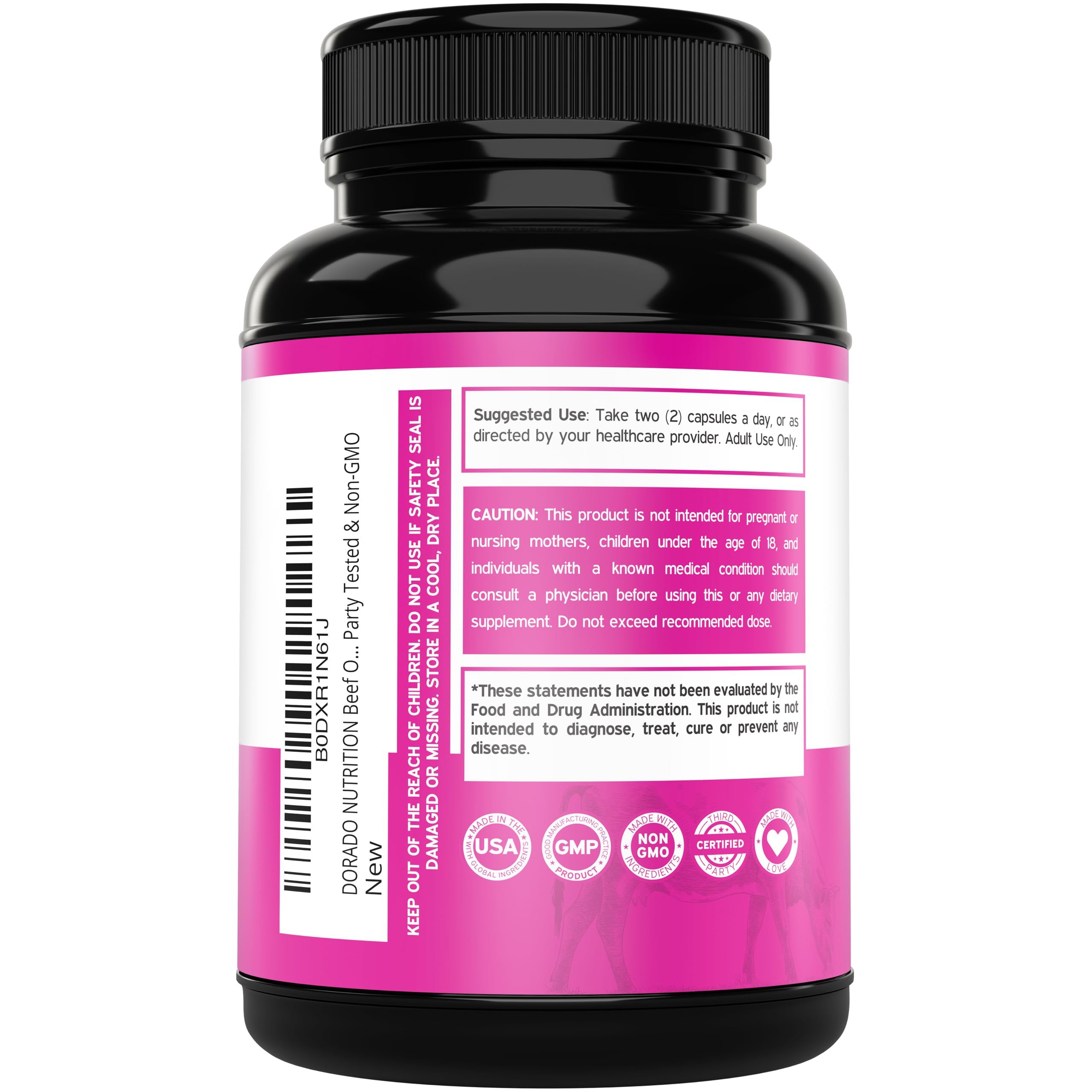 Beef Organ Supplement for Women - Grass Fed Beef Liver, Heart, Kidney & Uterus 1000mg