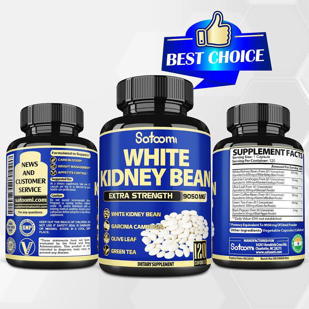 6in1 White Kidney Bean Extract Capsules 9050 Mg - with Garcinia Cambogia, Olive Leaf Satoomi Au supplements