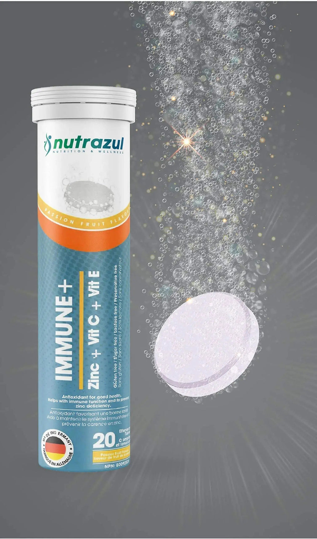 nutrazul Immune+ Effervescent Tablets | Vitamin C and Zinc with Vitamin E | 20 Tablets | Immune Support for Adults & Kids nutrazul Au supplements