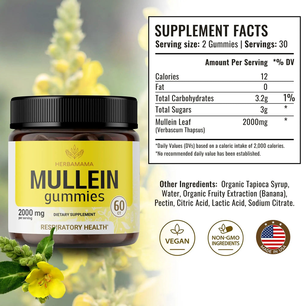 HERBAMAMA Mullein Gummies - Mullein Leaf Dietary Supplement for Respiratory HERBAMAMA Au supplements