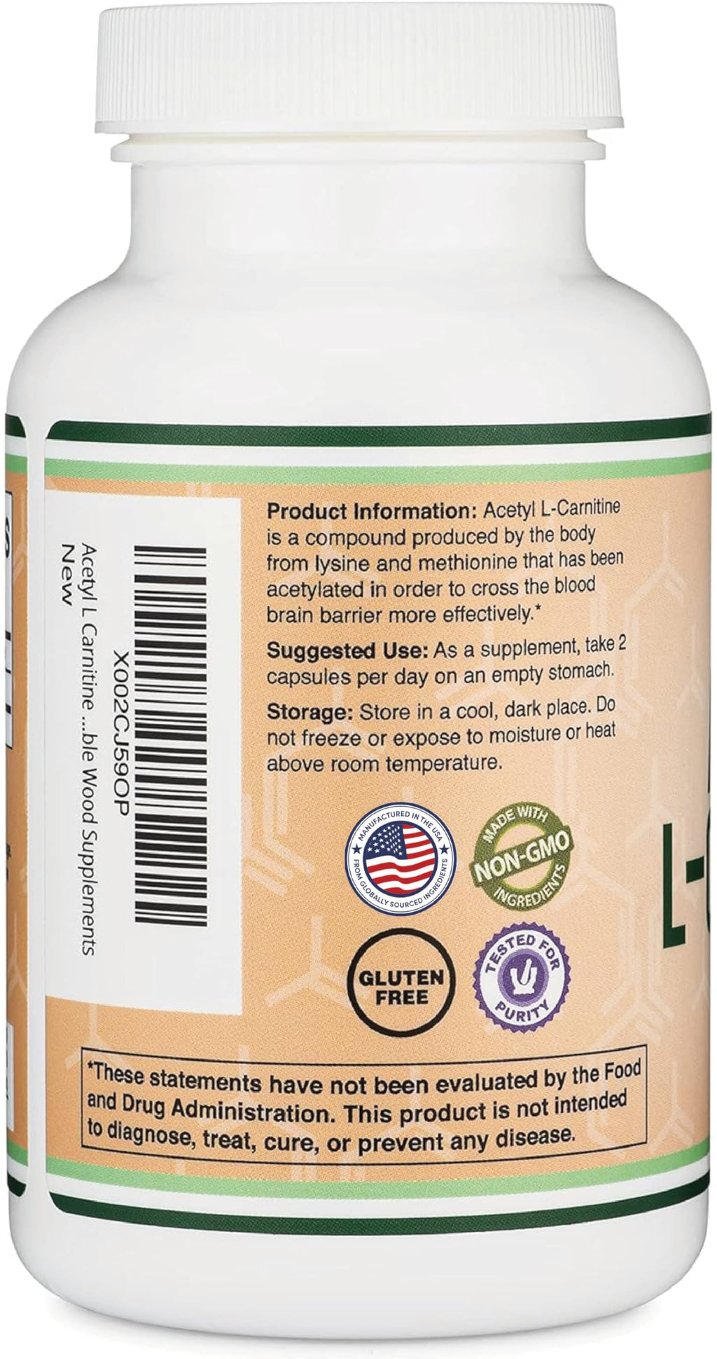 Acetyl L-Carnitine 1,000mg Per Serving, 150 Capsules (ALCAR for Brain Function Support, Memory, Attention, and Stamina) Acetyl L Carnitine That is Third Party Tested by Double Wood Double Wood Supplements Au supplements
