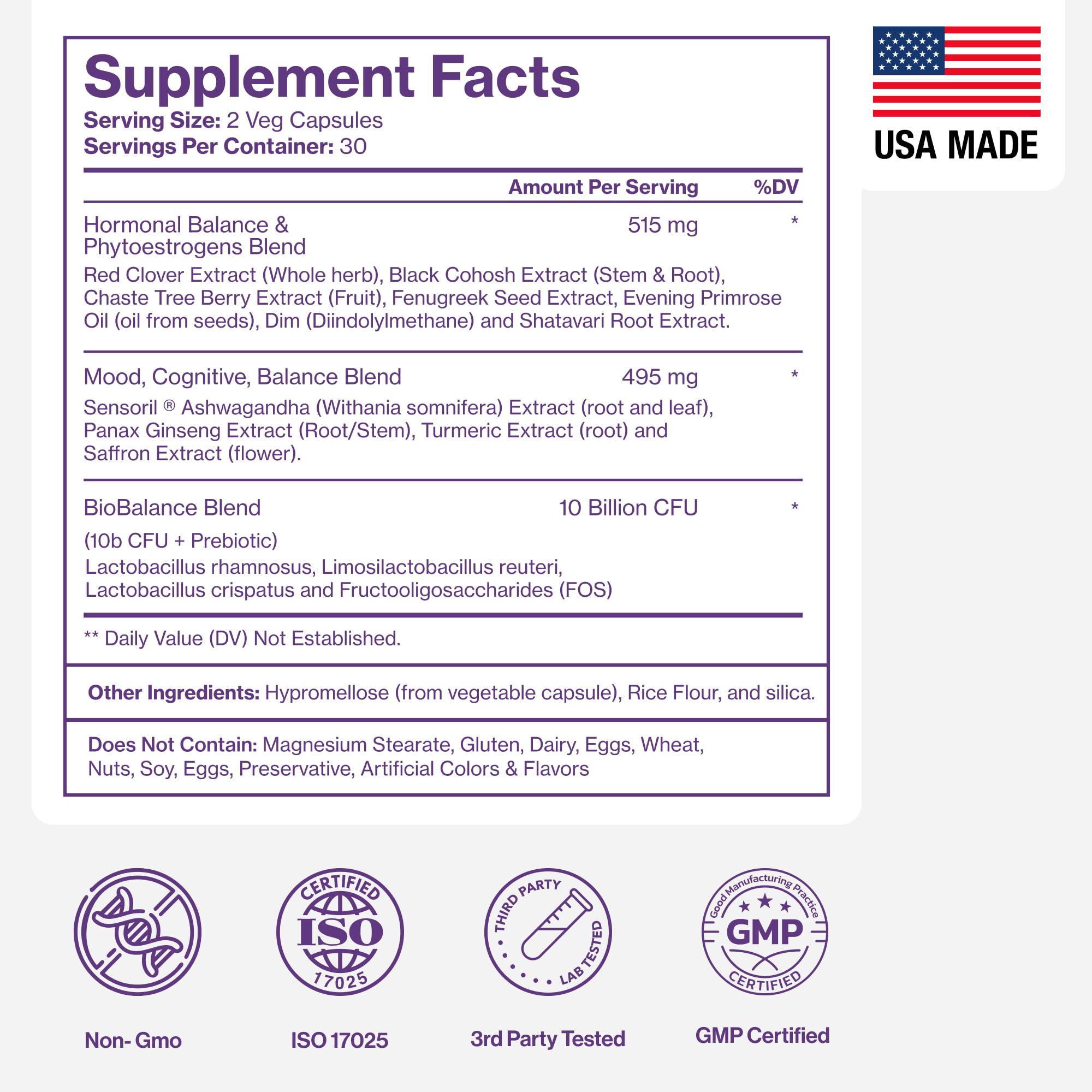 Menopause Supplements for Women - Natural Hormone Balance - Hot Flashes, Night Sweats, Sleep & Mood Support. with Sensoril® Ashwagandha, DIM, Chaste Berry & Black Cohosh Root - 60 Count Pure Micronutrients Au supplements