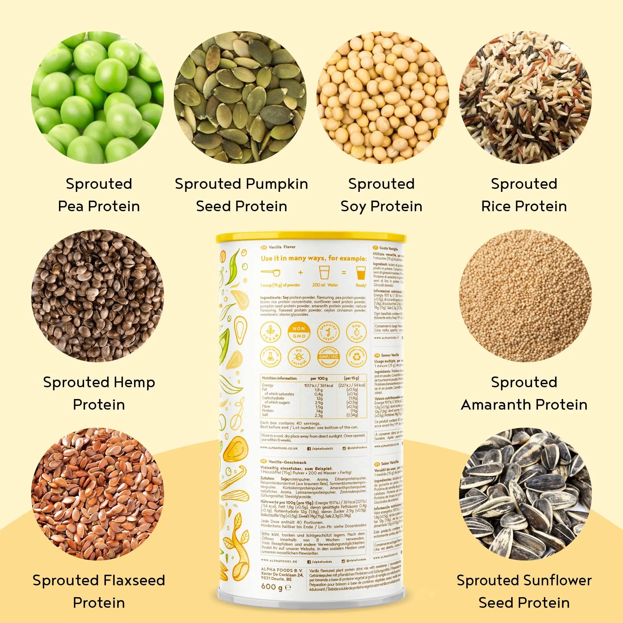 Vegan Protein Powder Vanilla - 1.2kg(80 servings) - 100% Plant Based Protein Powders Alpha Foods Au supplements