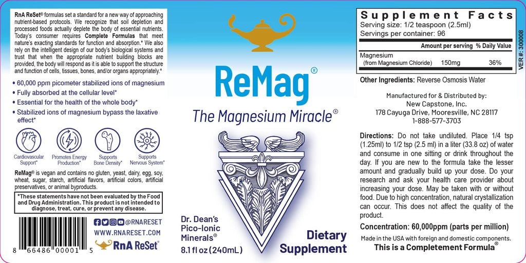 RnA ReSet ReMag & ReMyte – Liquid Magnesium and Multi-Mineral Supplement Bundle, 8.1 Fl Oz Each (2-Pack) NSF Certified RnA ReSet Au supplements