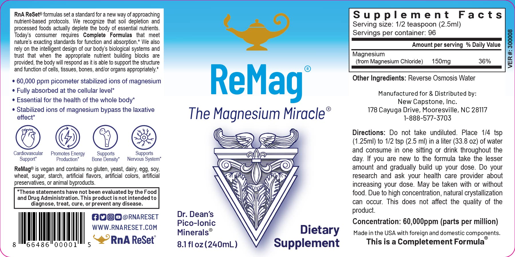 RnA ReSet ReMag & ReMyte – Liquid Magnesium and Multi-Mineral Supplement Bundle, 8.1 Fl Oz Each (2-Pack) NSF Certified RnA ReSet Au supplements