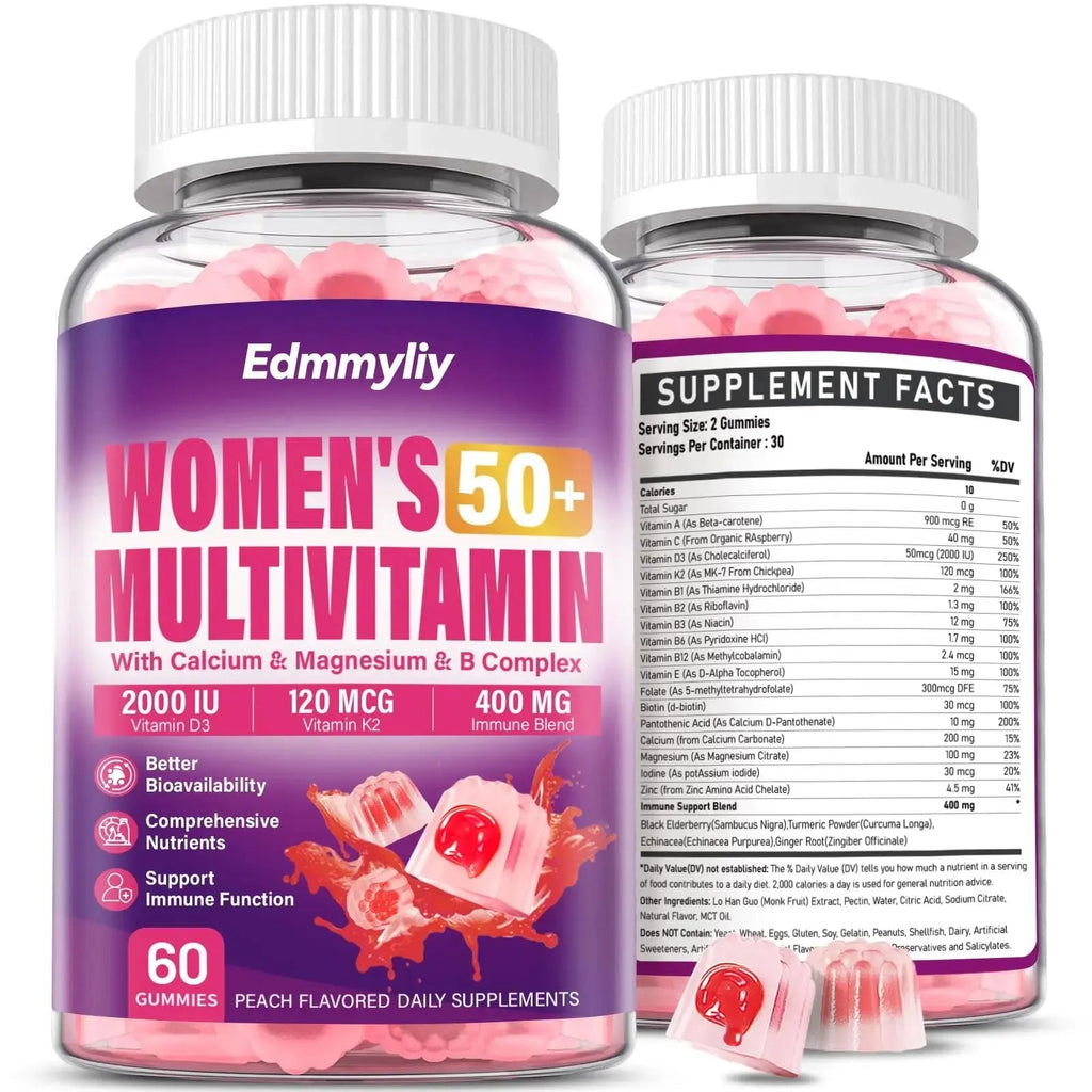 Womens Multivitamin Gummy 50 and Over - Chewable Multi Vitamin A, C, D3, E, K2 & B Complex, Folate, Biotin, Calcium, Magnesium Edmmyliy Au supplements