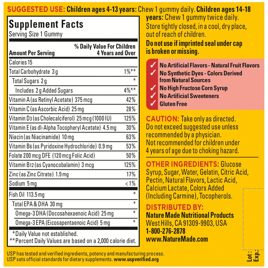 Nature Made Kids First Multivitamin with Omega-3, Kids Gummy Multivitamins with Vitamins and Minerals for Nutritional Support, 70 Gummies Nature Made Au supplements