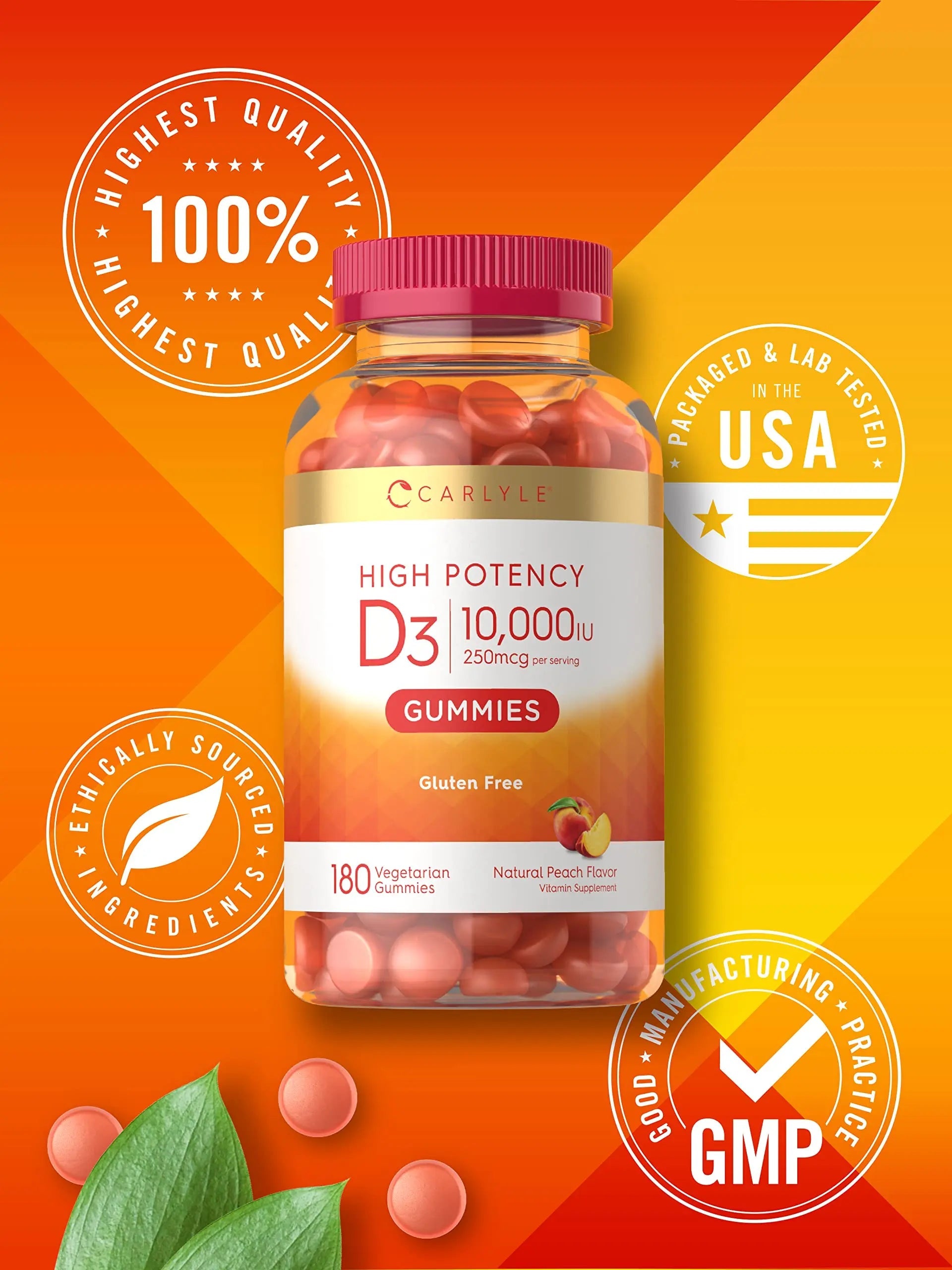 Carlyle Vitamin D3 Gummies | 10,000 iu | 180 Count | Vegetarian, Non-GMO Carlyle Au supplements
