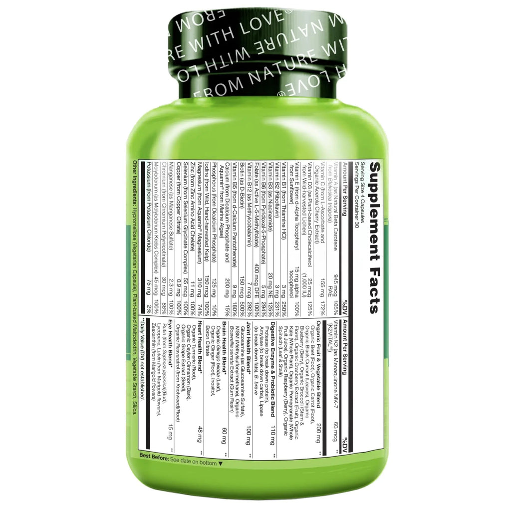NATURELO Whole Food Multivitamin for Women 50+ (Iron Free) with Vitamins, Minerals, & Organic Extracts - Supplement for Post Menopausal Women Over 50 NATURELO Au supplements