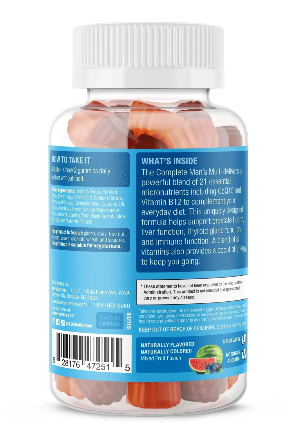 SUKU Men's Daily Multivitamin Gummies – Vitamins A, B12, C, D3, E, Zinc, CoQ10 & Lycopene – Prostate, Heart & Immune Support SUKU Au supplements