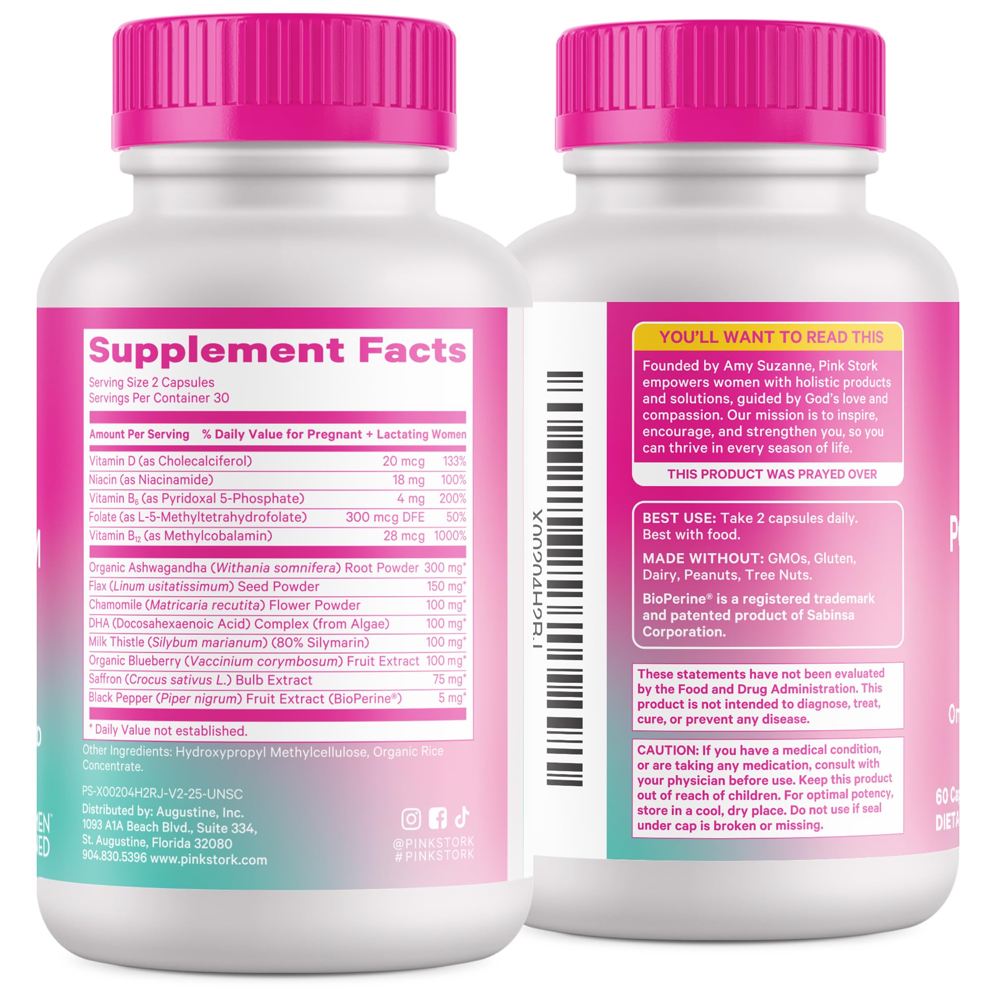 Pink Stork Postpartum Mood Support - Postnatal Hormone Balance for Women - Breastfeeding Friendly - Stress & Cognitive Support, New Mom Essentials - Ashwagandha, Chamomile, & Vitamin D, 60 Capsules Pink Stork Au supplements