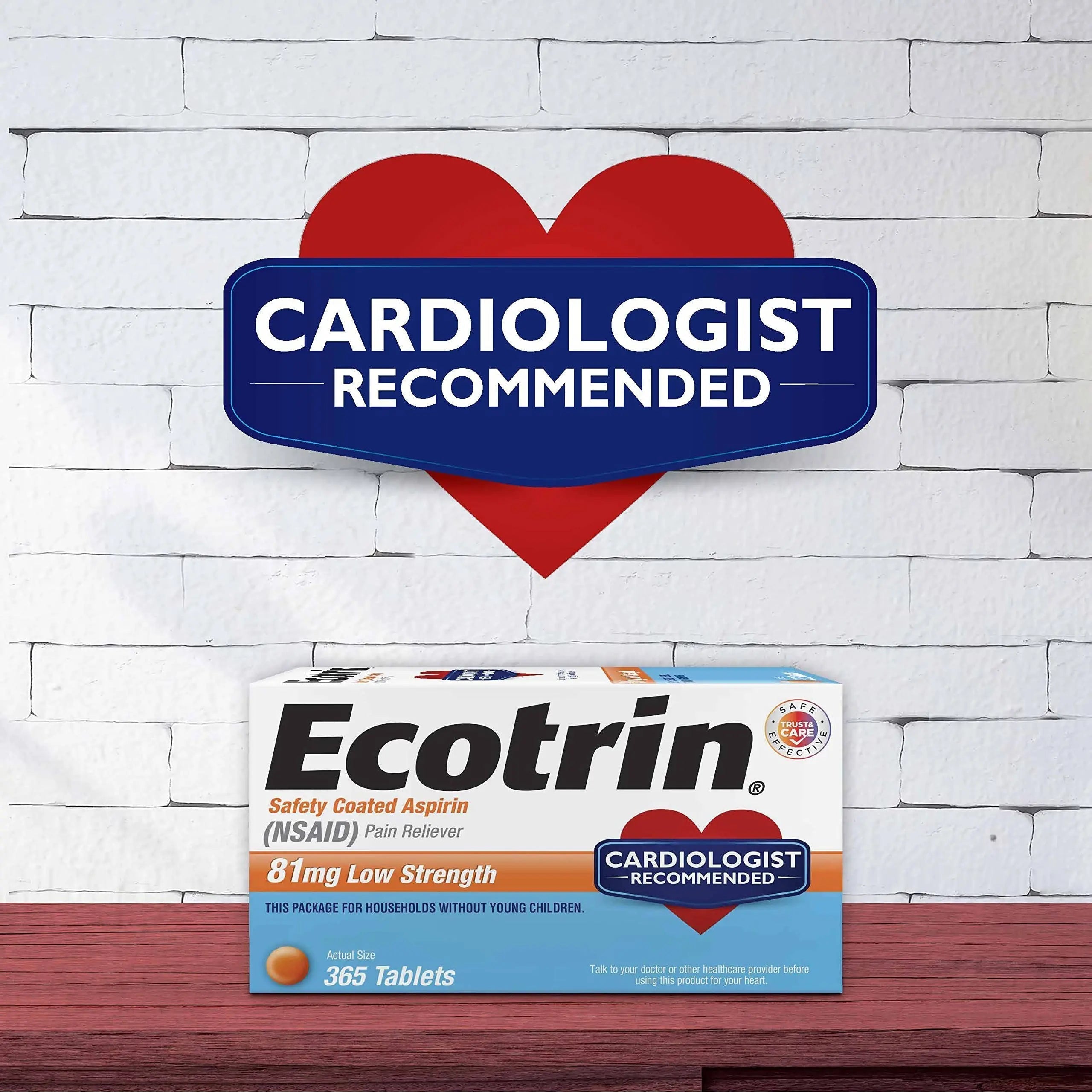 Ecotrin Safety Coated Aspirin Pain Reliever Tablets, Low Strength, NSAID 81mg, 365 ct (Pack of 2) Ecotrin Au supplements
