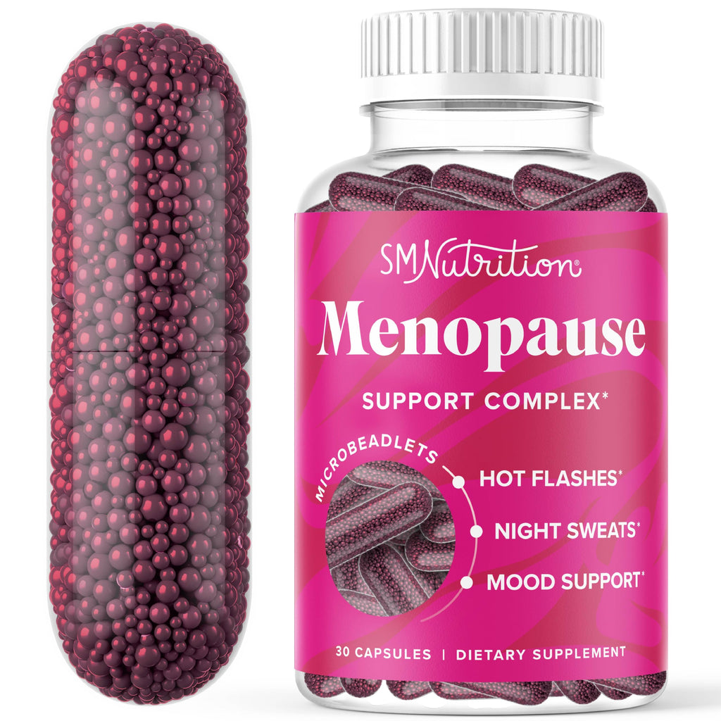 Menopause Vitamins Beadlets with Black Cohosh, Red Clover & More | Hot Flashes, Night Sweats & Mood Support | Menopause Supplements for Women with Dong Quai, Chaste Tree Berry & DIM | Non-GMO 30ct SMNutrition Au supplements