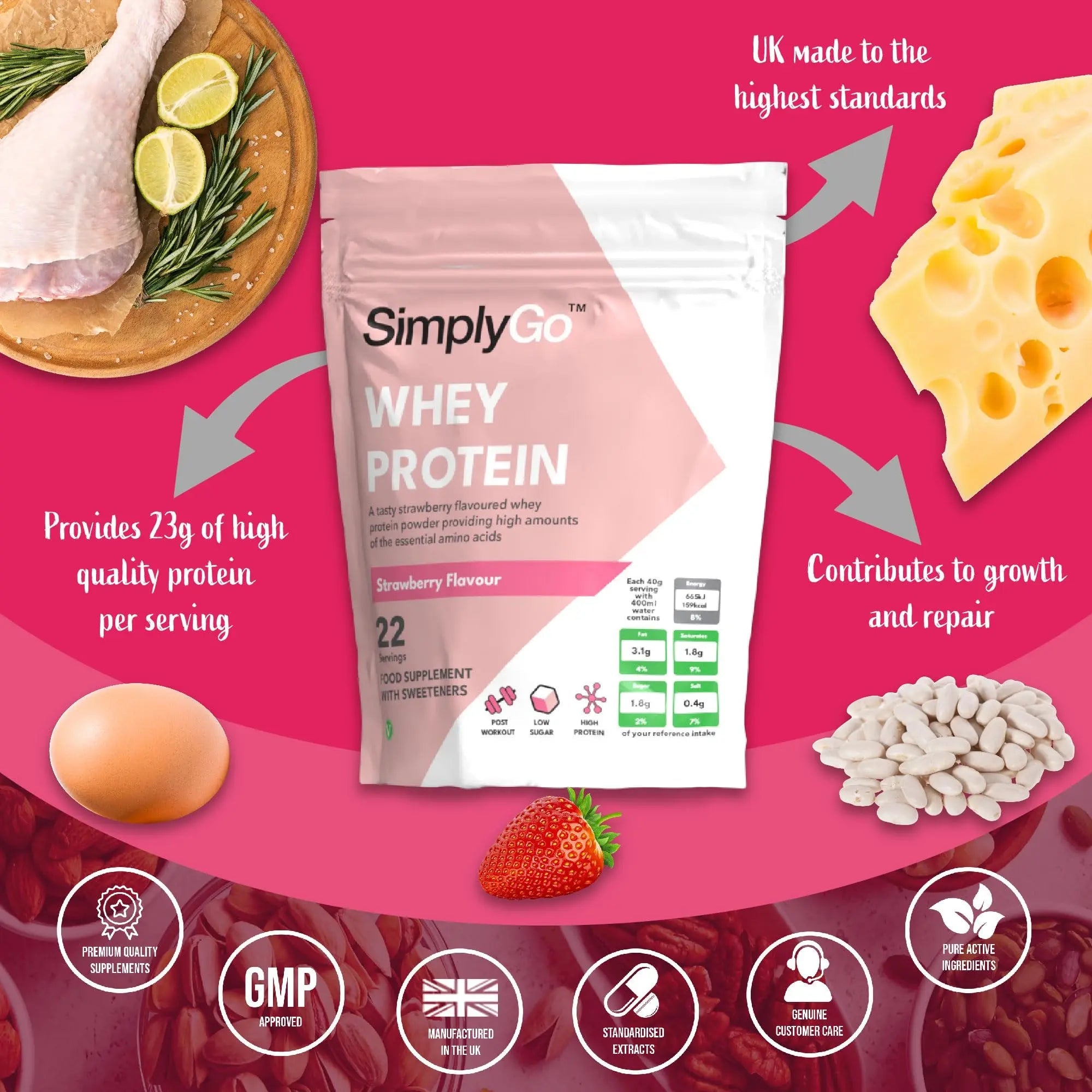 SimplyGo Whey Protein Powder | 900g | Simply Add 30g to Water, Juice or Shakes Simply Supplements Au supplements
