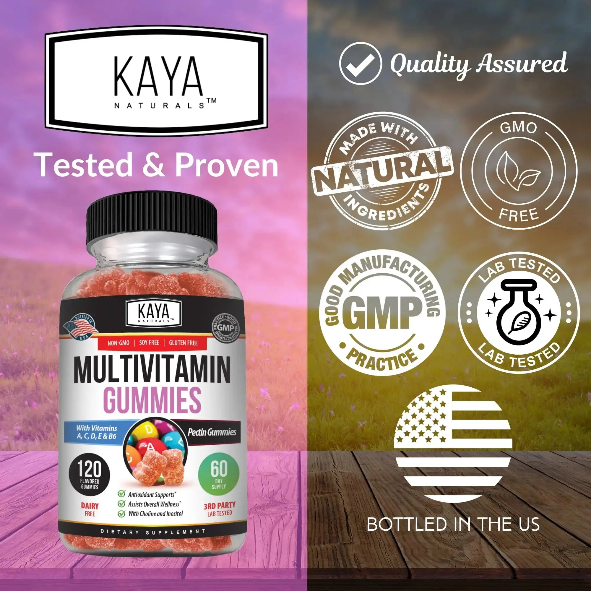 Kaya Naturals Adult Multi Vitamin Gummy, 120 Count, Biotin, Vitamin A, B-12, C & E, Including Zinc, Folic Acid, Strawberry Flavor (120 Gummies) Kaya Naturals Au supplements