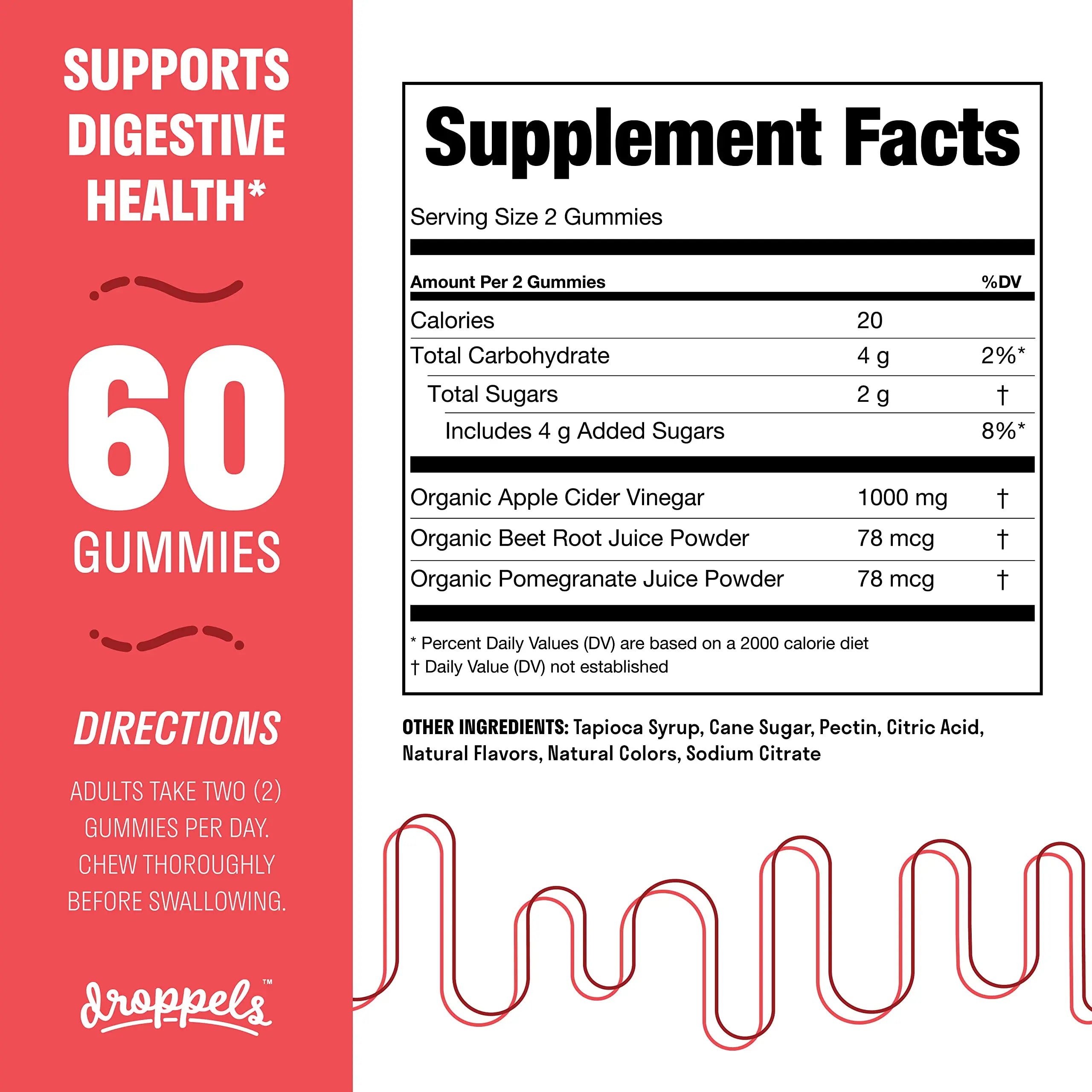 Droppels Apple Cider Vinegar Gummies 1000mg with Beet Root & Pomegranate - ACV Keto Droppels Au supplements