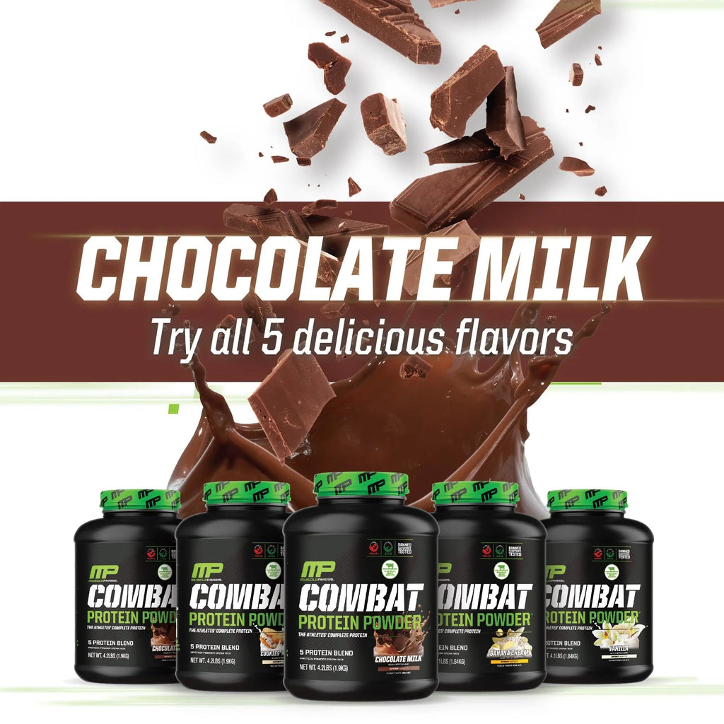MusclePharm Combat Protein Powder, Chocolate Milk - 4 lb - Gluten Free - 52 Servings Muscle Pharm Au supplements
