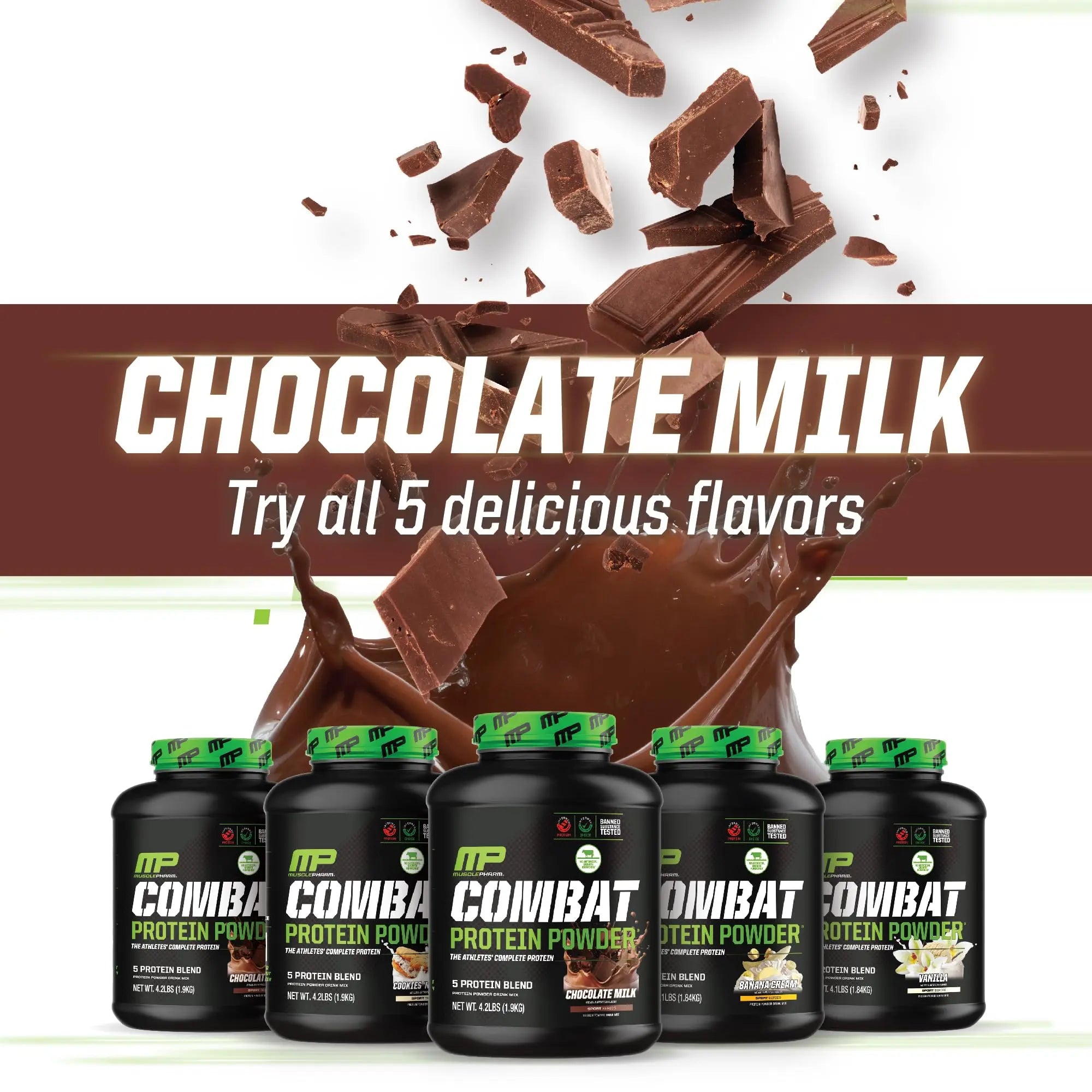 MusclePharm Combat Protein Powder, Chocolate Milk - 4 lb - Gluten Free - 52 Servings Muscle Pharm Au supplements