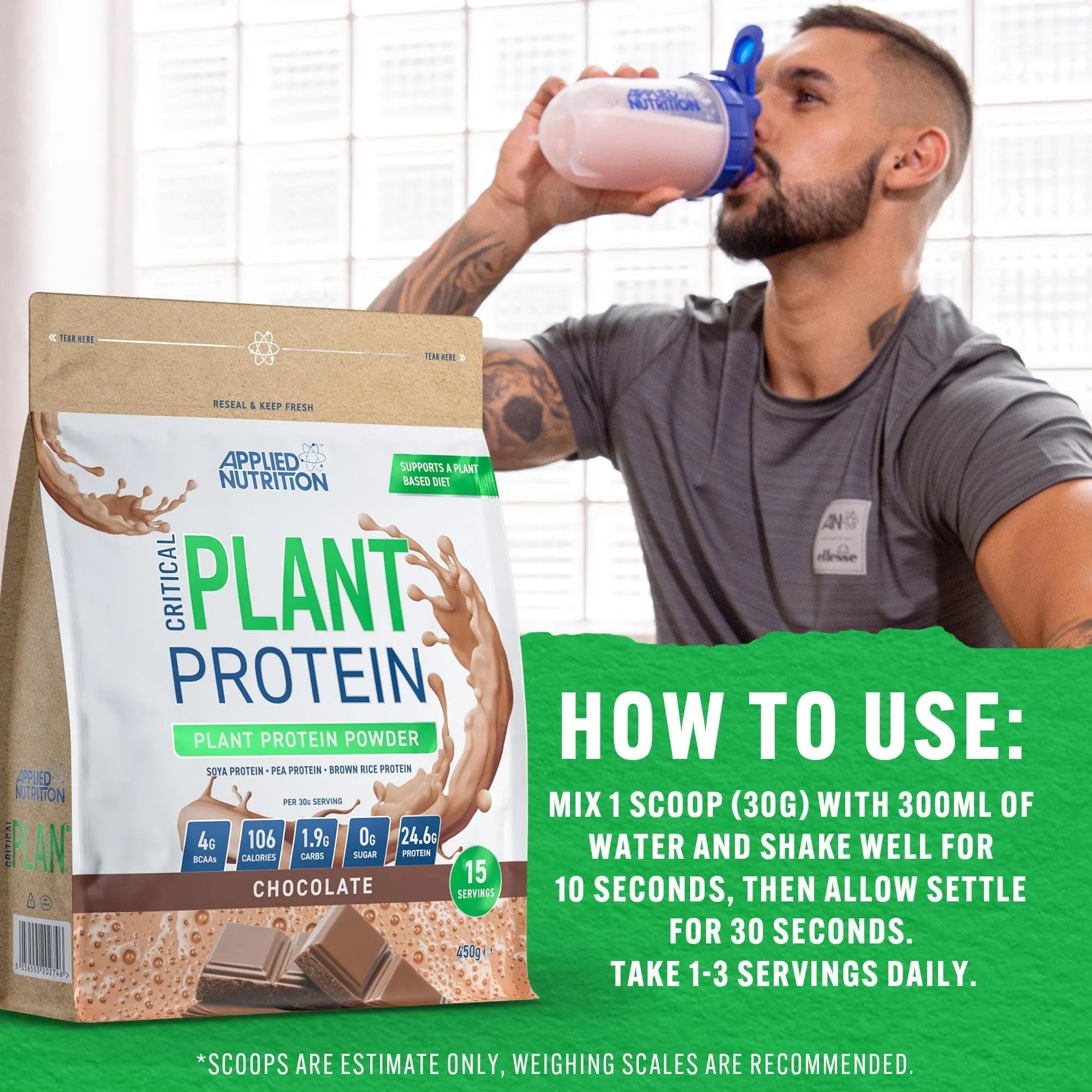 Applied Nutrition Plant Protein Powder – Critical Plant Vegan Protein Shake with SOYA, Pea, Brown Rice Proteins Applied Nutrition Au supplements