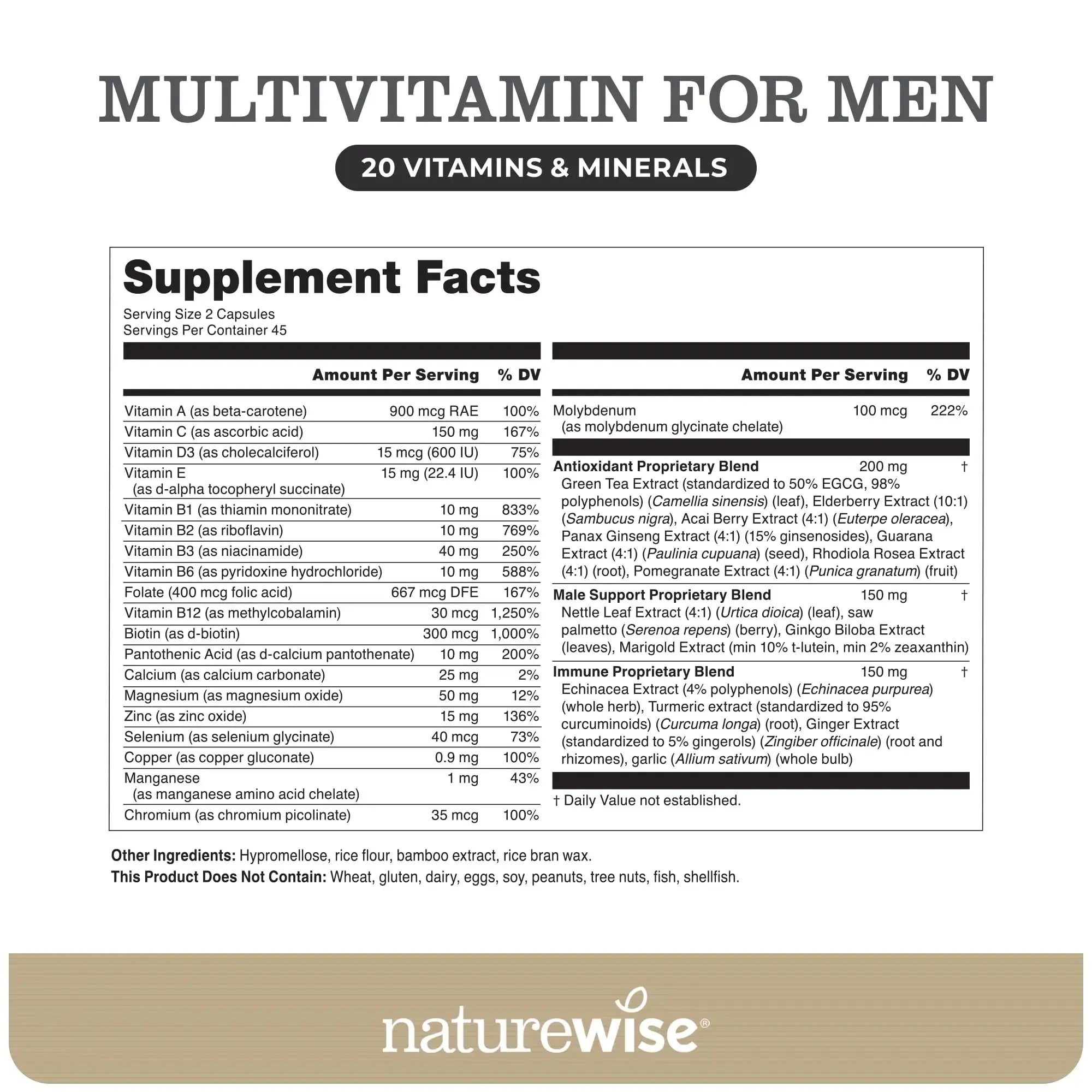 NatureWise [1] Multivitamin for Men - Non-GMO - 90 Capsules[45-Day Supply] + (Pack of 2) Omega 3 Fish Oil 1000mg + Vitamin E - Wild-Caught - 60 Softgels[30-Day Supply] NatureWise Au supplements