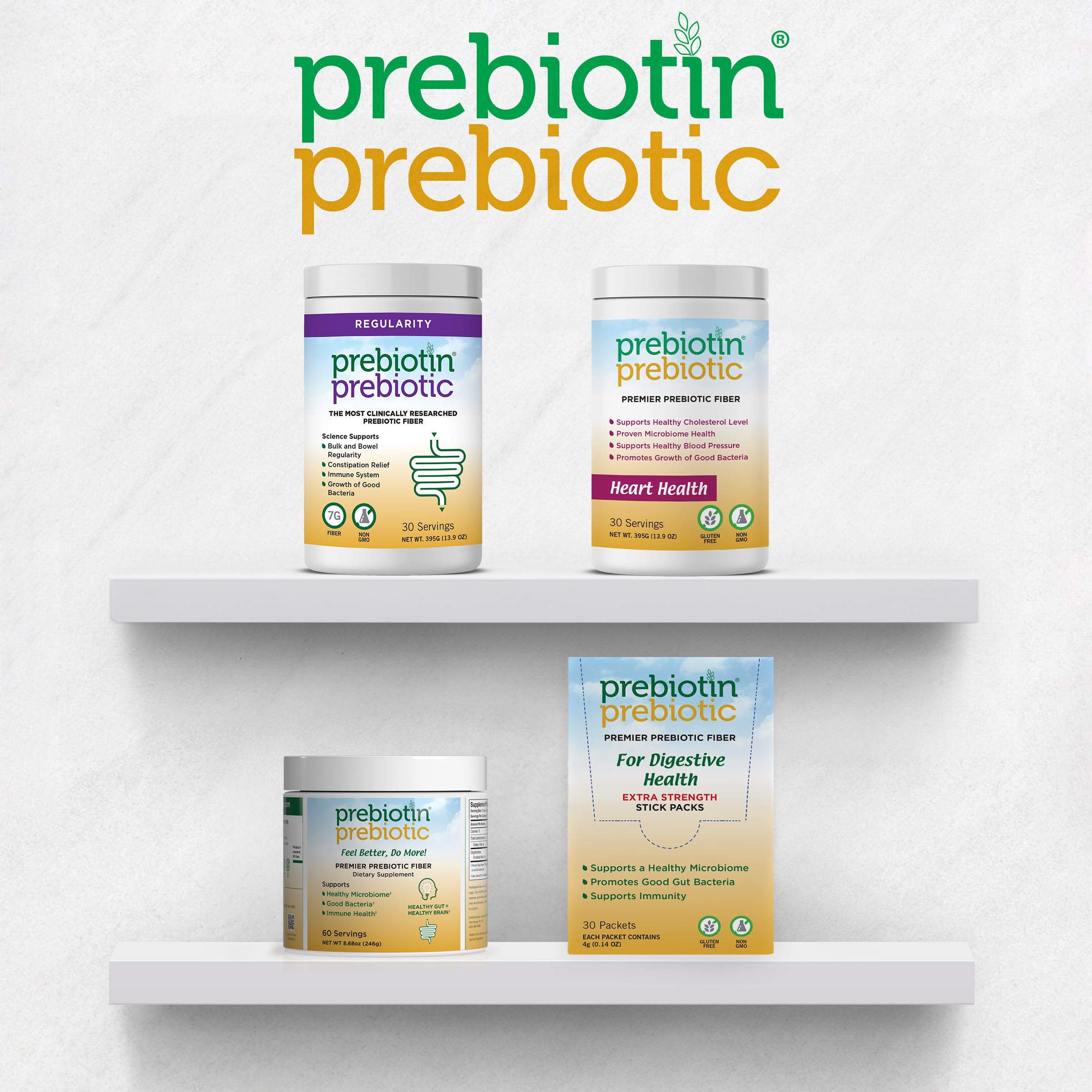 Prebiotin Prebiotic Fiber Supplement Powder  8.68 oz  Supports Digestive Health  High Fiber, Boosts Probiotics, Reduces Hunger  All-Natural, Gluten-Free