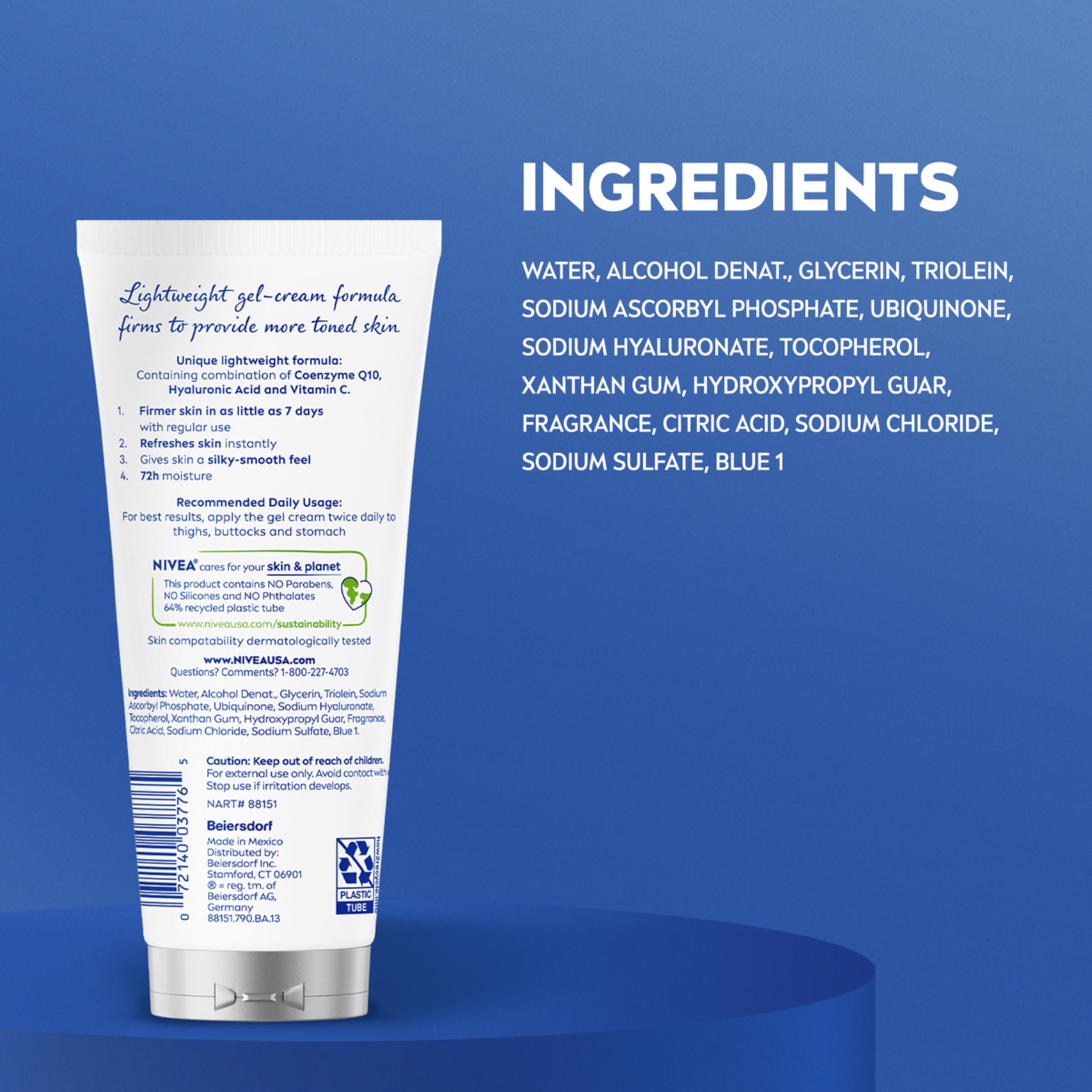 NIVEA Skin Firming & Toning Body Gel Cream with Q10, Hyaluronic Acid and Vitamin C