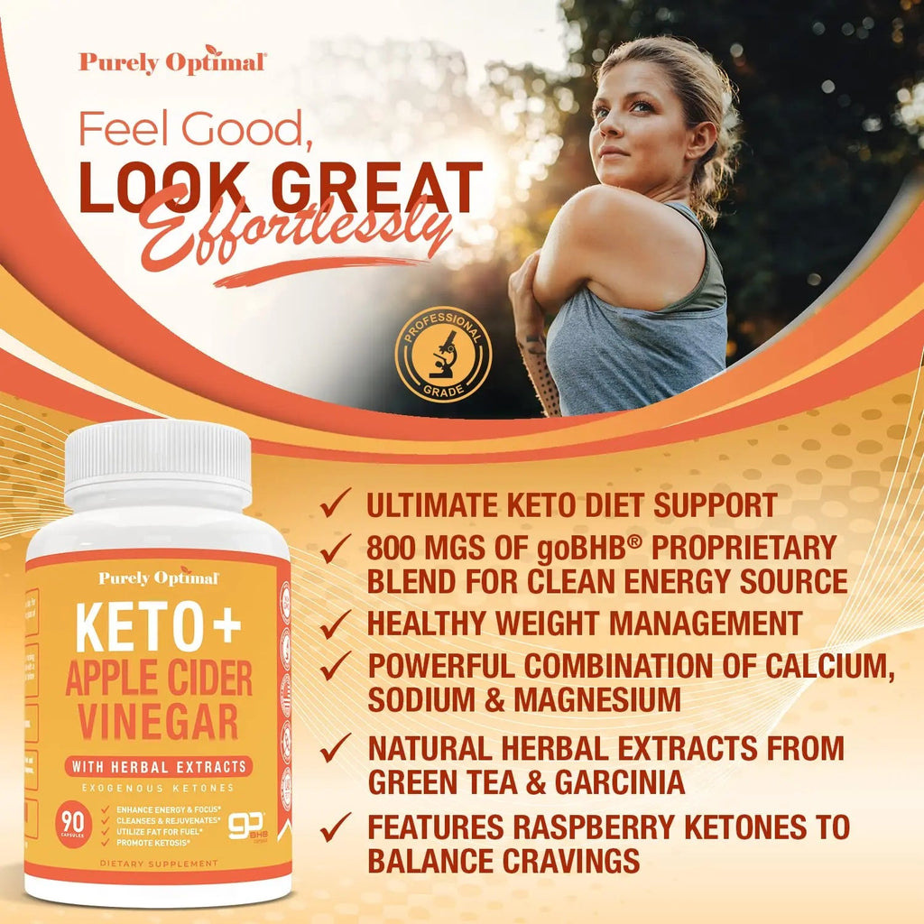 Purely Optimal Premium Keto+Apple Cider Vinegar Pills - Promote Ketosis, Boost Energy Purely Optimal Au supplements