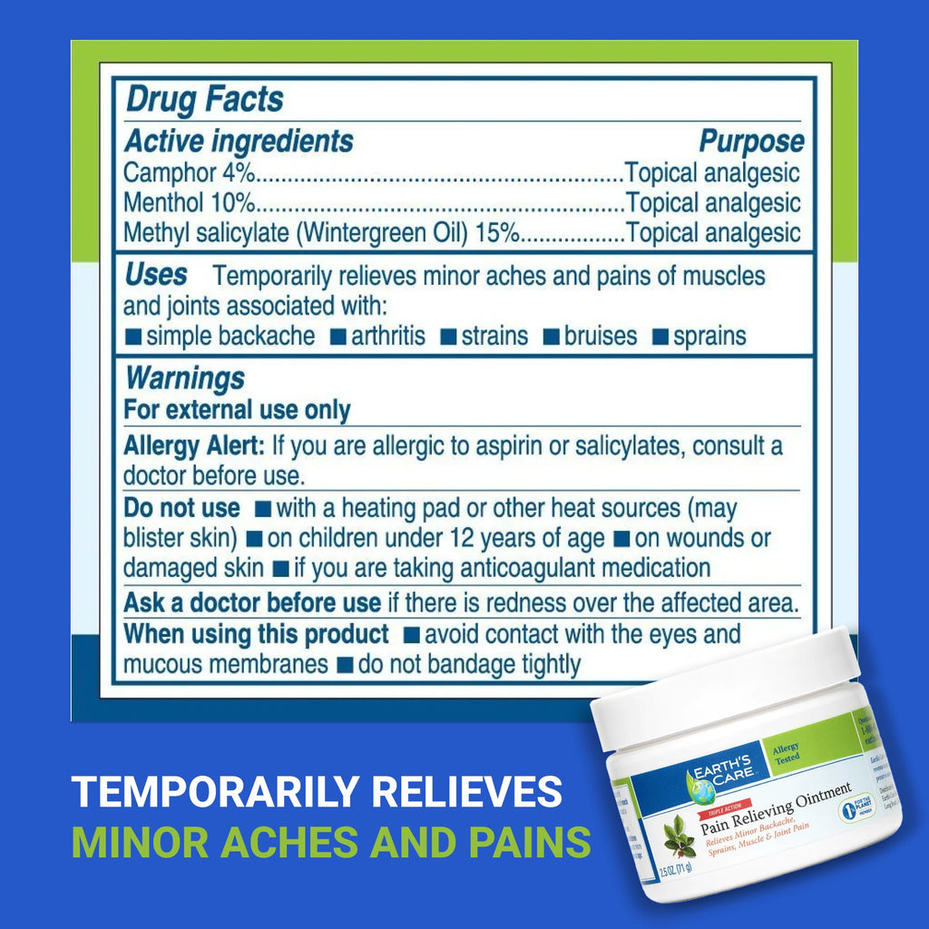 Earth's Care Pain Relieving Ointment - Triple Action Muscle and Joint Cream - Topical Analgesic 2.5 oz. (71 g) Earth's Care Au supplements
