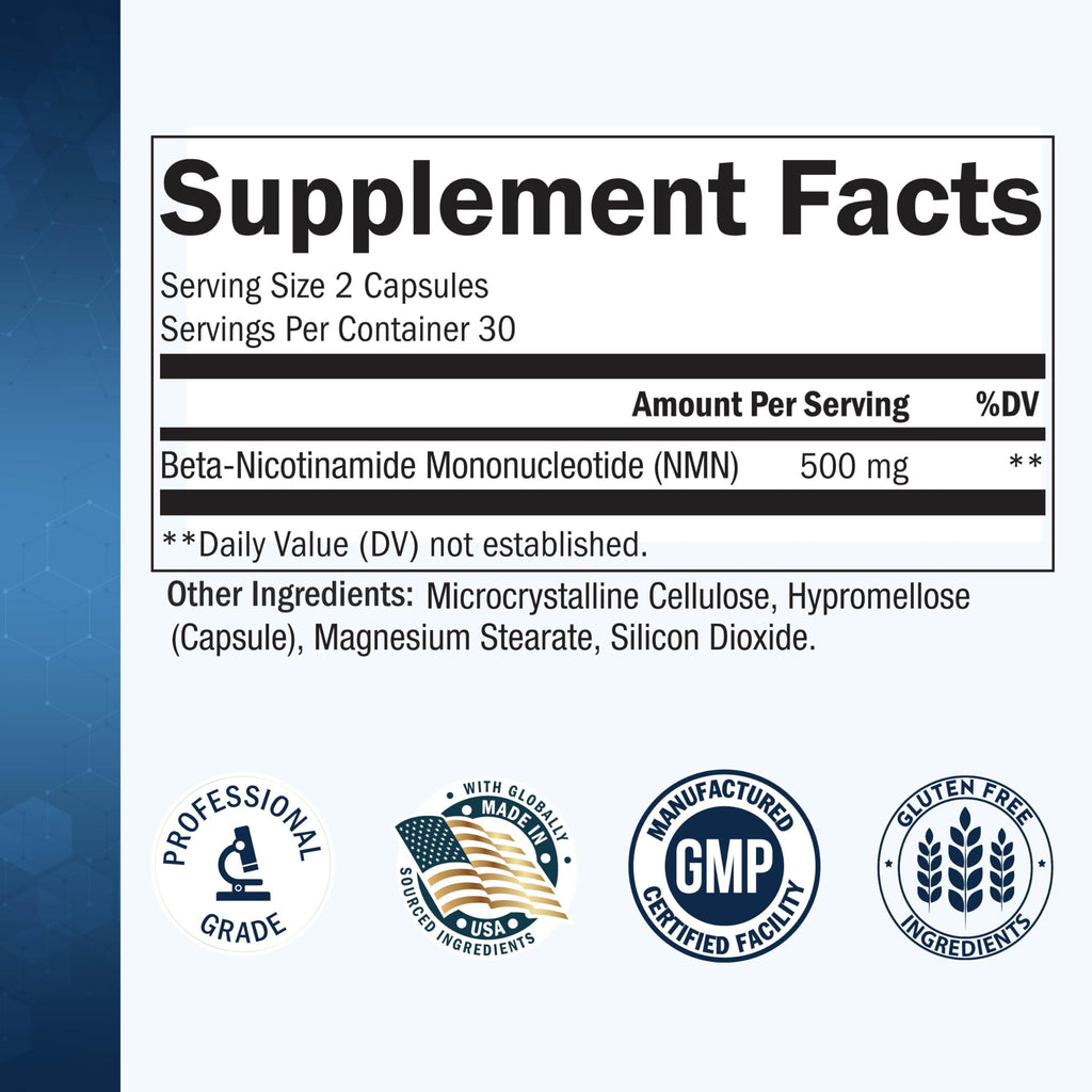 BioSchwartz NMN Supplement - 500mg Nicotinamide Mononucleotide - 30 Servings, 60 Capsules - Made in The USA with Premium Globally Sourced Ingredients, Third-Party Tested, Gluten-Free NMN Supplement BioSchwartz Au supplements