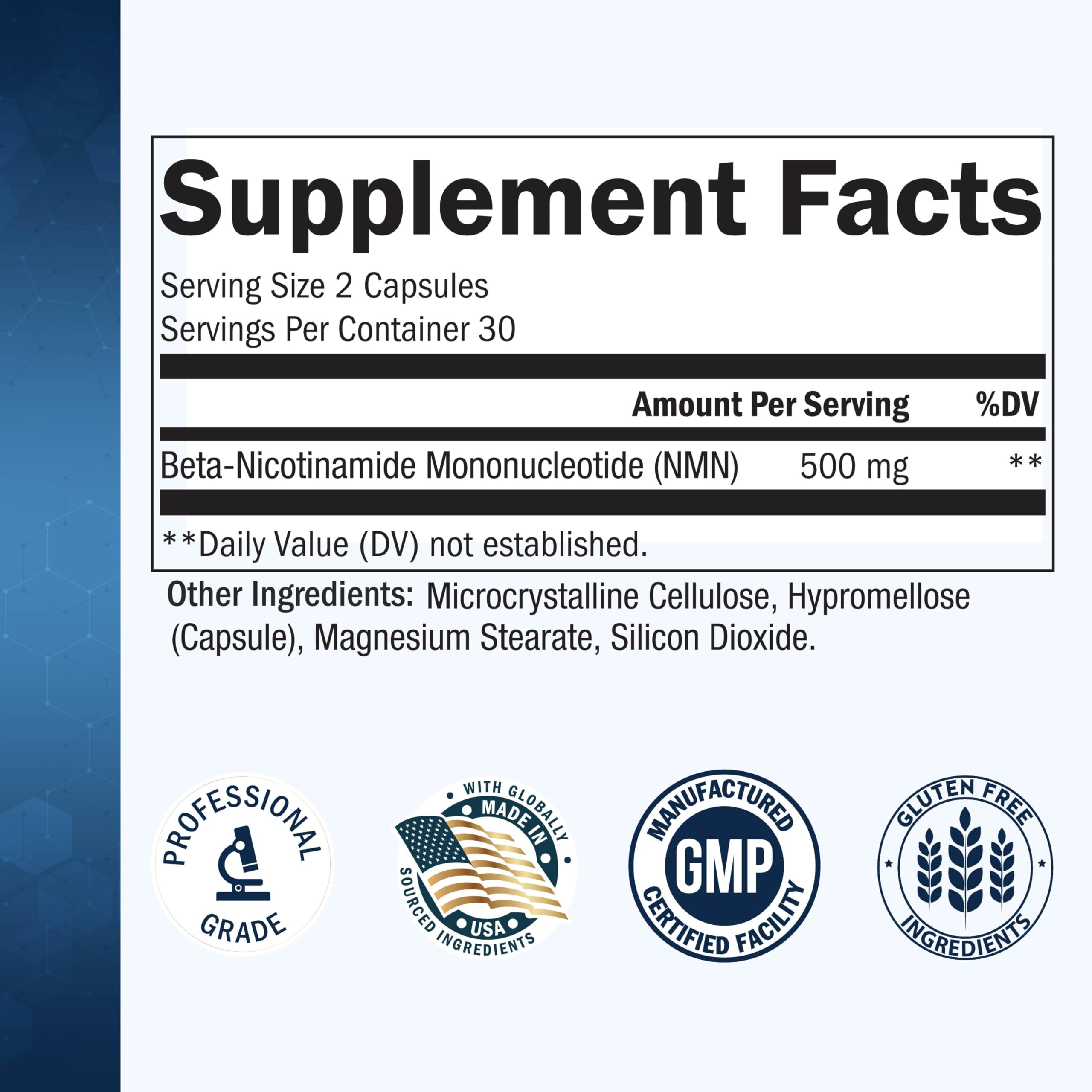 BioSchwartz NMN Supplement - 500mg Nicotinamide Mononucleotide - 30 Servings, 60 Capsules - Made in The USA with Premium Globally Sourced Ingredients, Third-Party Tested, Gluten-Free NMN Supplement BioSchwartz Au supplements