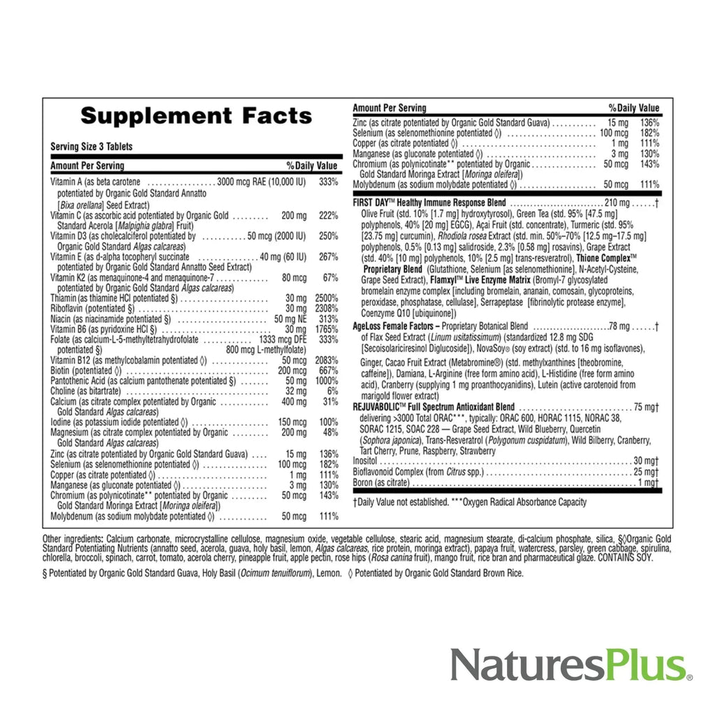 NaturesPlus AgeLoss Women’s Multi - 90 Tablets - Anti-Aging Multivitamin & Mineral Supplement, Menstrual & Menopausal Support, Antioxidant Nature's Plus Au supplements