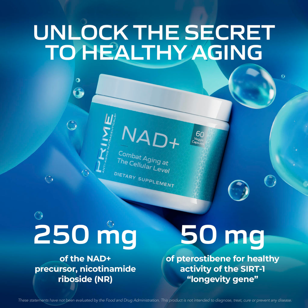 PRIME Anti-Aging Nutraceuticals NAD+ – Nicotinamide Riboside & Pterostilbene Supplement for Cellular Energy, Healthy Aging & Vitality, Vegan, Gluten-Free, 30 Servings PRIME Au supplements