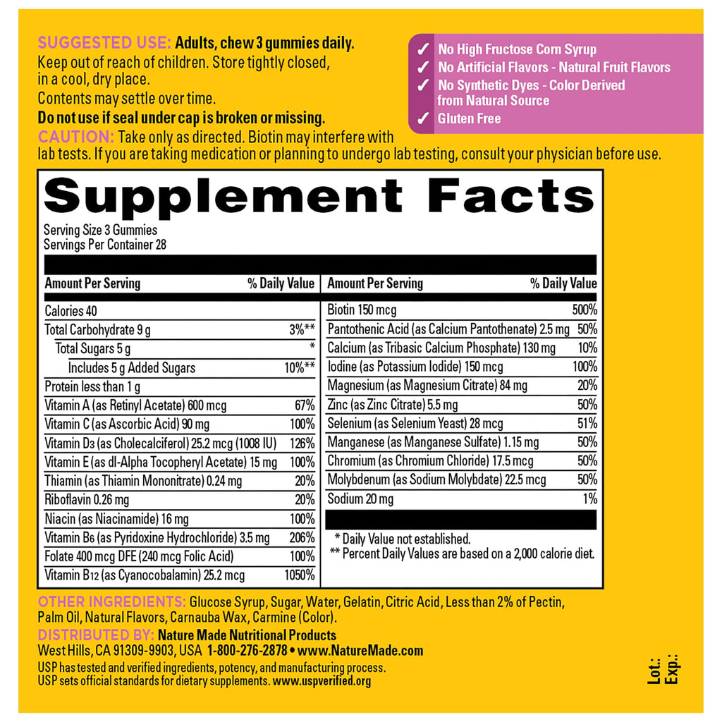 Nature Made Advanced Multivitamin Gummies 50 + for Her, Womens Multivitamins Gummies with Magnesium Citrate, Vitamin D3, Zinc