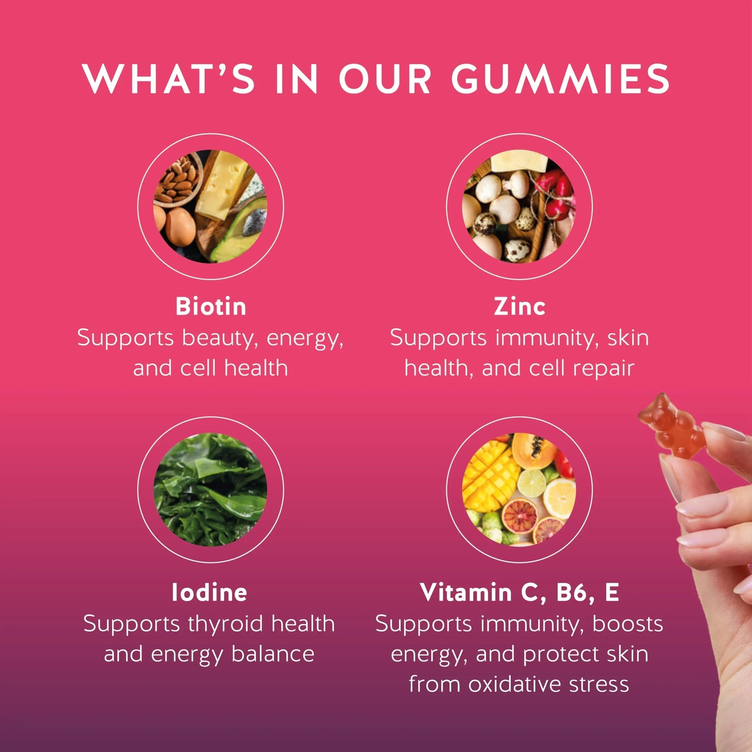 Biotin Gummies for Hair, Skin & Nails. 5,000 mcg High Potency Vegan Vitamins for Faster Hair Growth, Stronger Nails & Healthy Skin. with Vitamins C & E, 90 Gummies Bears with Benefits Au supplements