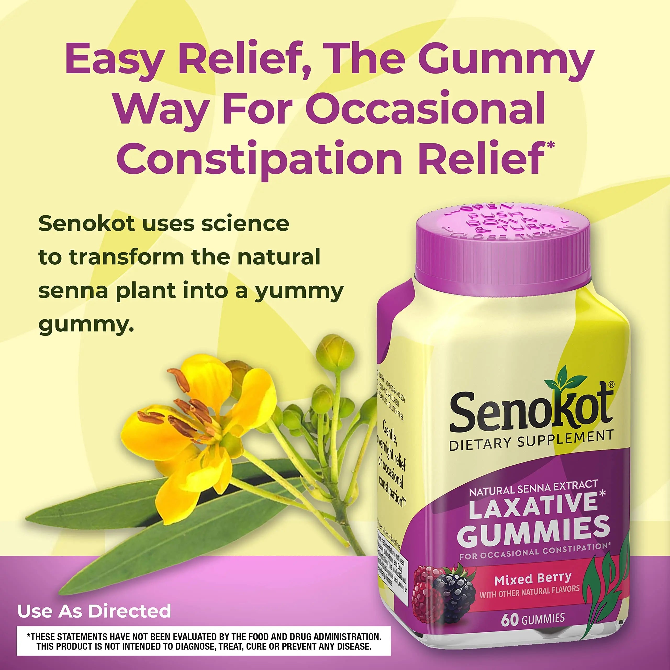 Senokot Dietary Supplement Laxative Gummies, Natural Senna Extract, Gentle, Overnight Relief Senokot Au supplements