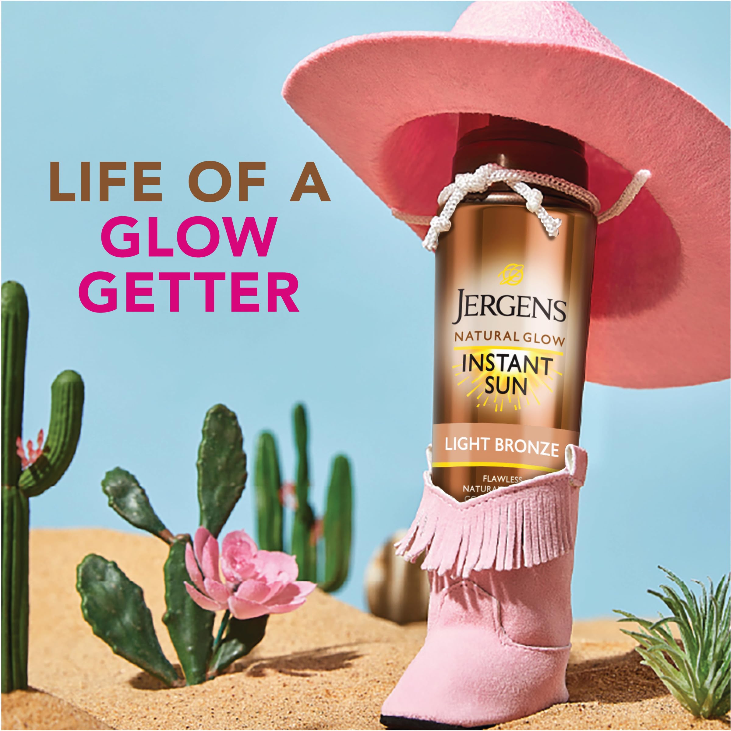 Jergens Natural Glow Instant Sun Body Mousse, Self Tanner for Light Bronze Tan, Sunless Tanning Body Bronzer