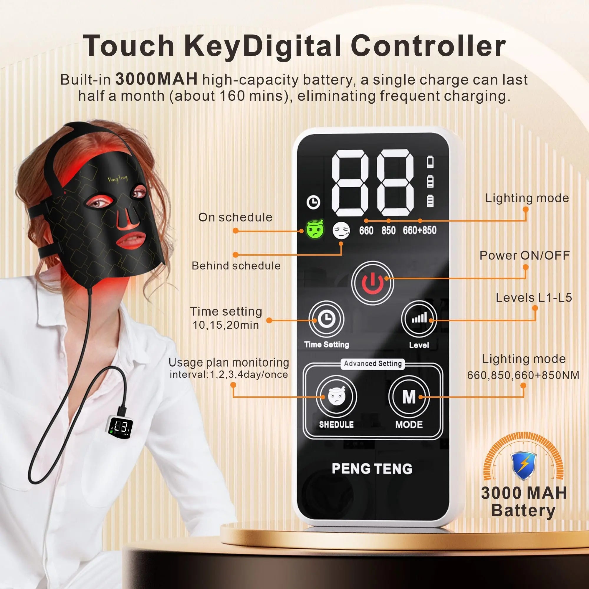 Peng Teng Red Light Therapy for Face, 660NM and 850NM,Innovative use of Monitoring,red Light Therapy Masks PengTeng Au supplements