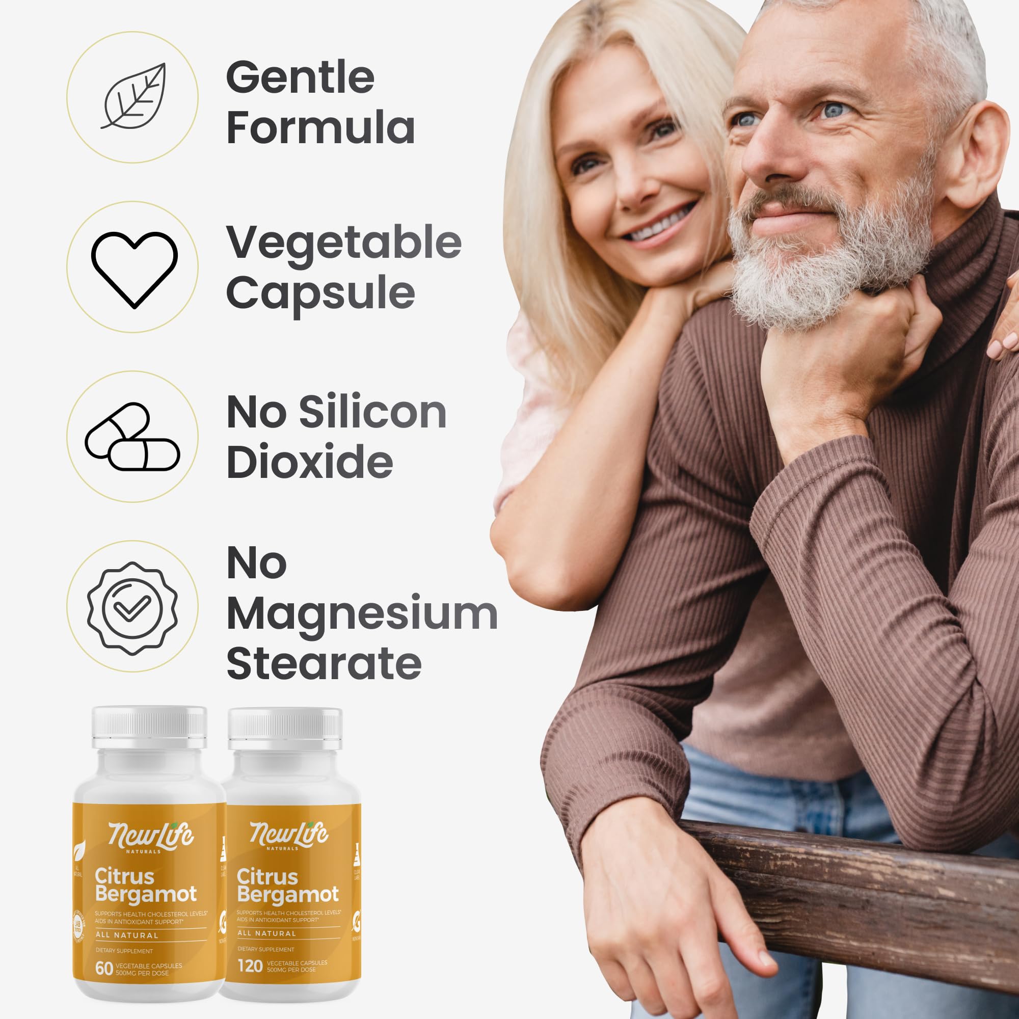 NewLife Naturals Citrus Bergamot Supplements 500 MG - Heart Health - Supplement for Wellness and Aging Support