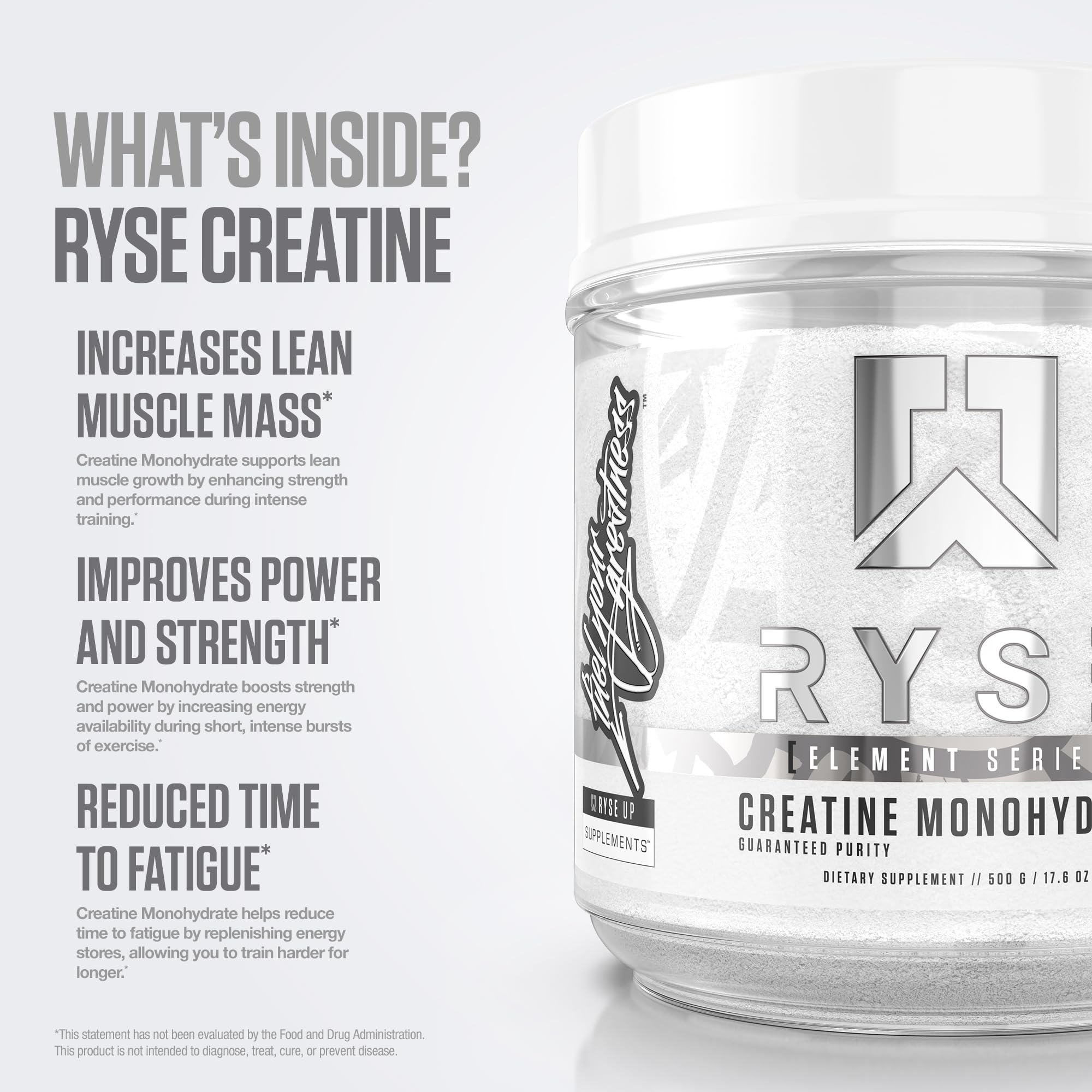 RYSE Creatine Monohydrate Powder - Unflavored - Supports Men & Women Lean Muscle Growth, Strength, Power, and Endurance - Helps Reduce Fatigue and Improve Workout Recovery - 100 Servings. RYSE Up Supplements Au supplements