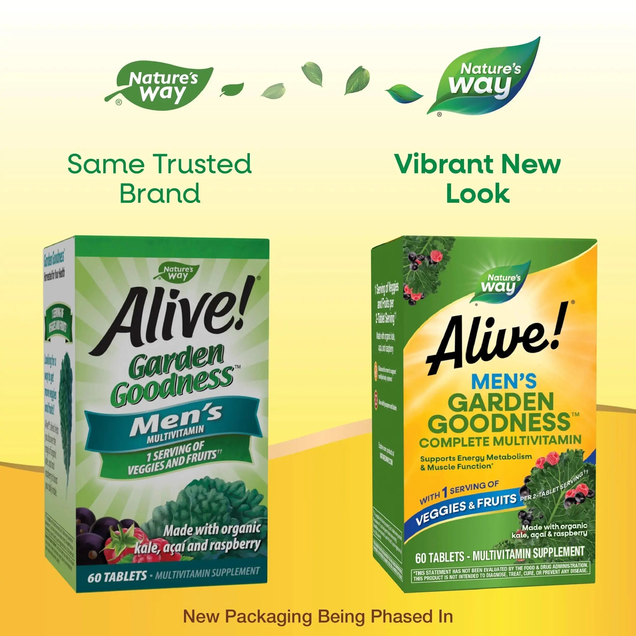 Nature's Way Alive! Garden Goodness Men's Multivitamin, Veggie & Fruit Blend (1400mg per serving), Made with Organic Kale, 60 Count Nature's Way Au supplements