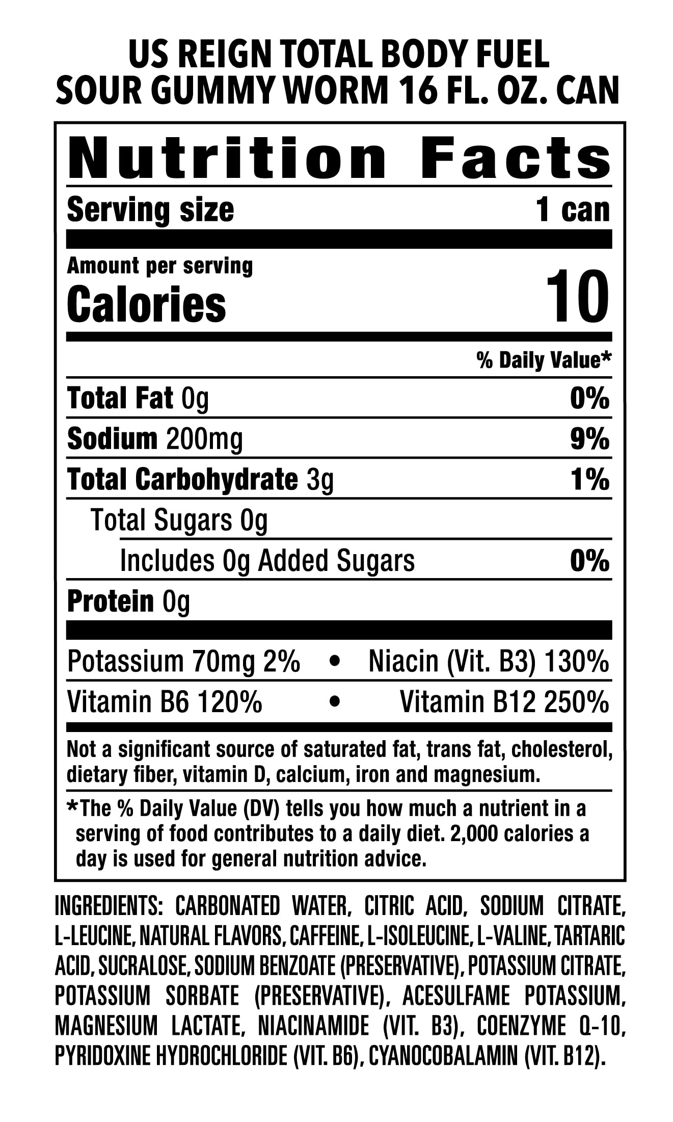 Reign Total Body Fuel, Sour Gummy Worm, Fitness & Performance Drink, 16 Fl Oz (Pack of 12) REIGN Au supplements