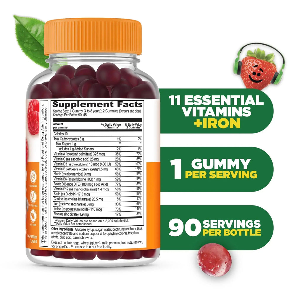 Lifeable Kids Multivitamin with Iron Gummies | Great Tasting Vitamins for Kids | Vegetarian Non-GMO Childrens Multivitamin | 90 Gummies Lifeable Au supplements